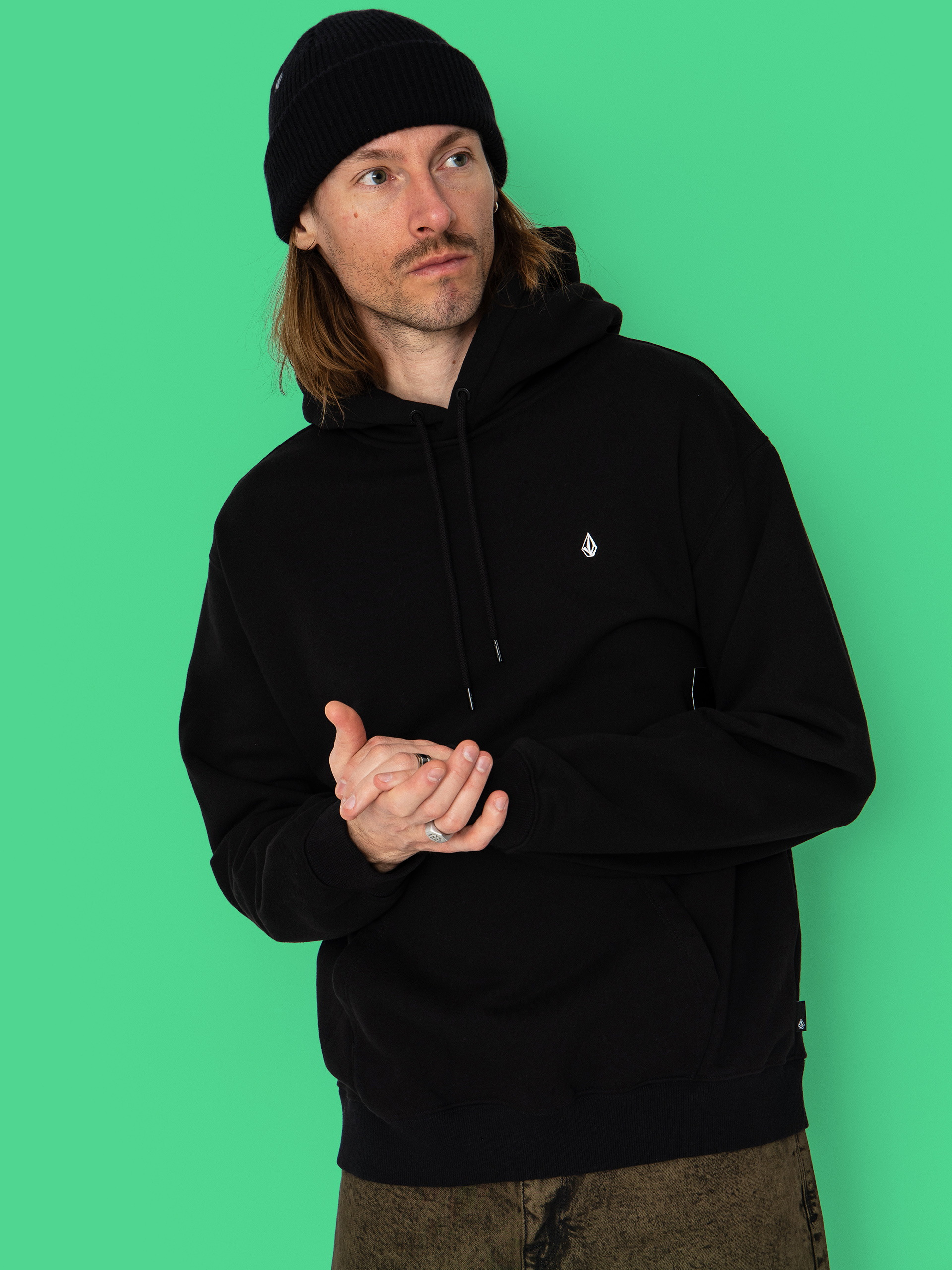 Суитшърт с качулка Volcom Single Stone HD (black)