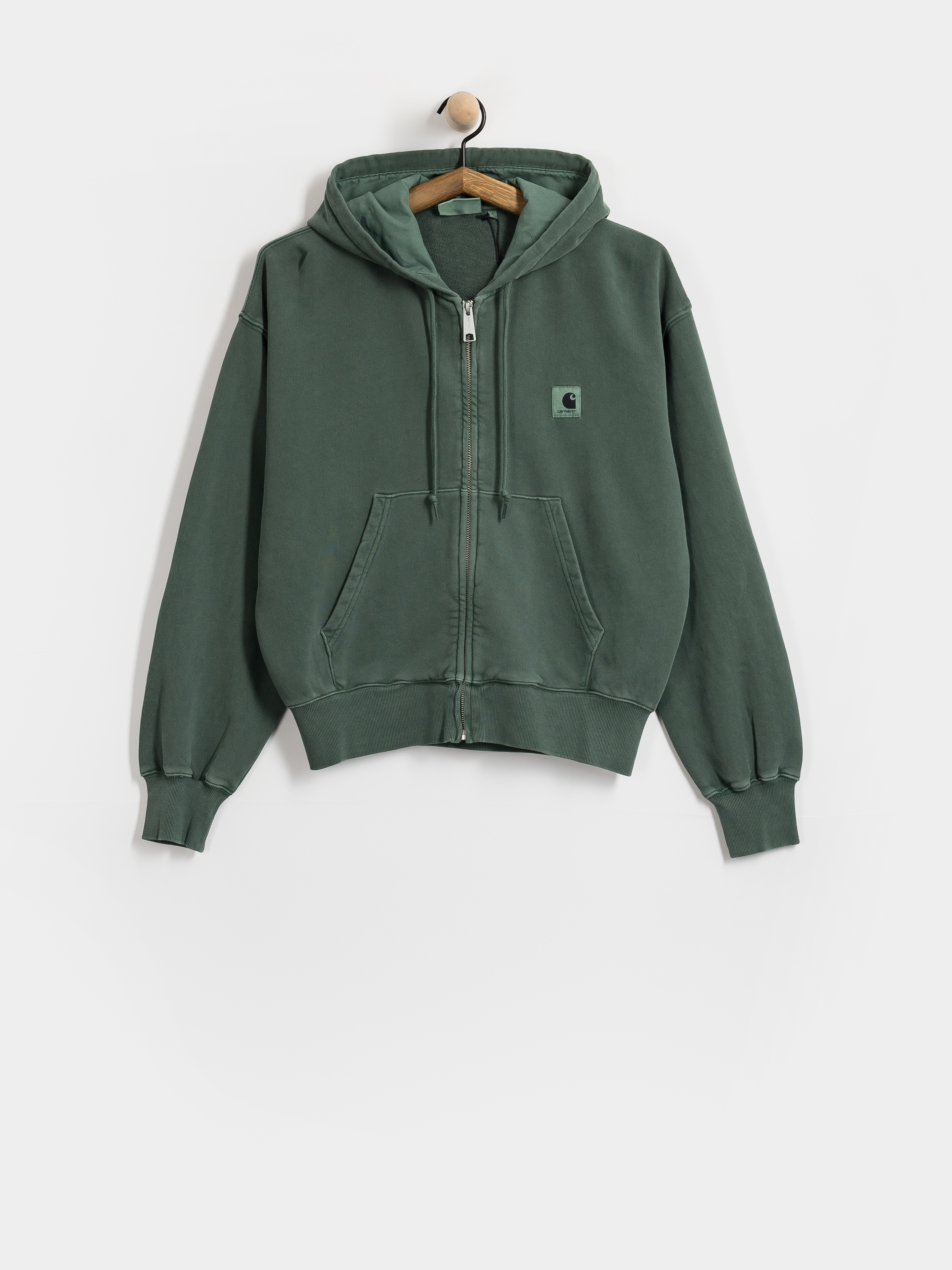 Суитшърт с качулка Carhartt WIP Nelson ZHD Wmn (dark scarab/garment dyed)