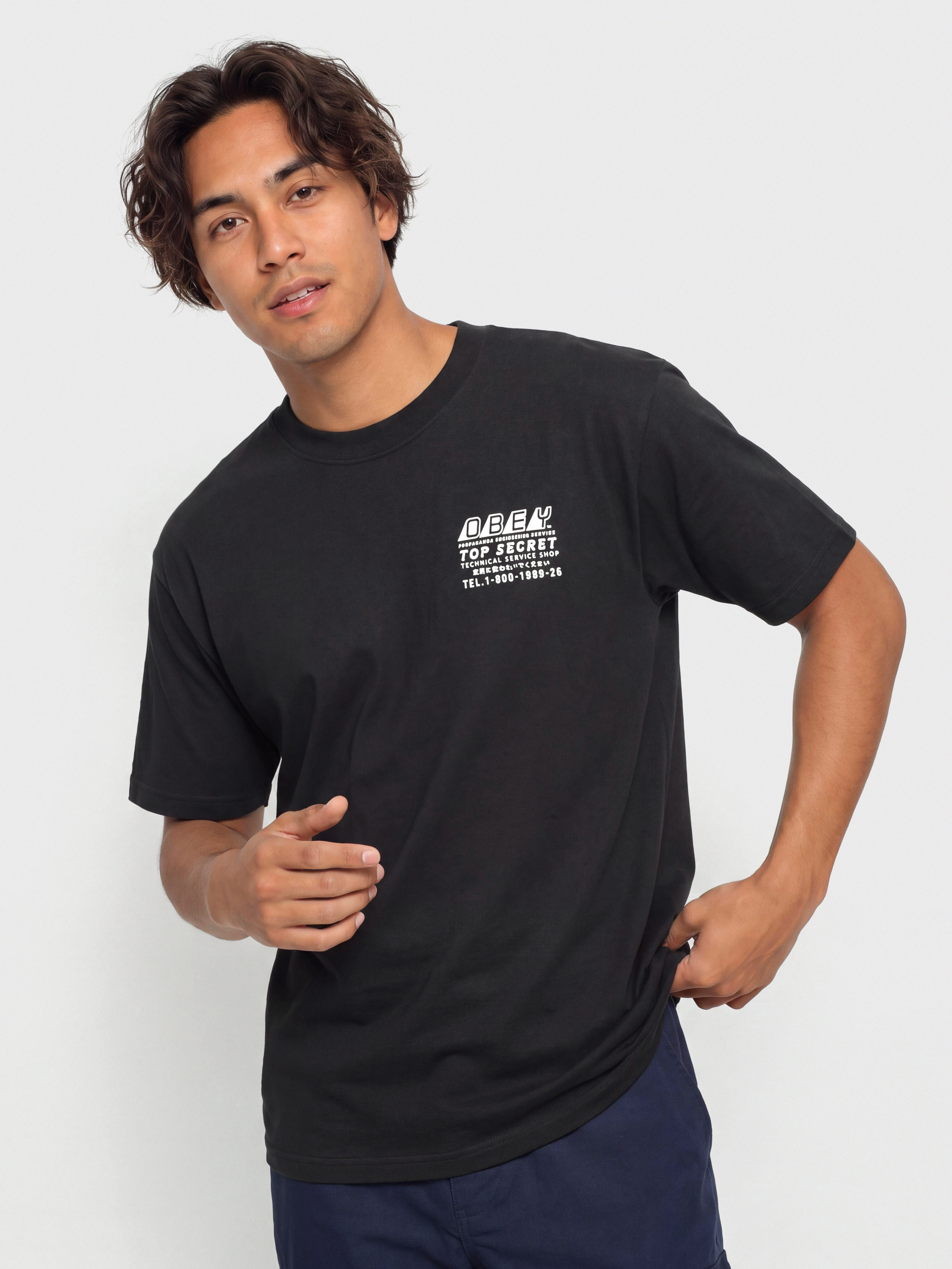 Тениска OBEY Top Secret (vintage black)