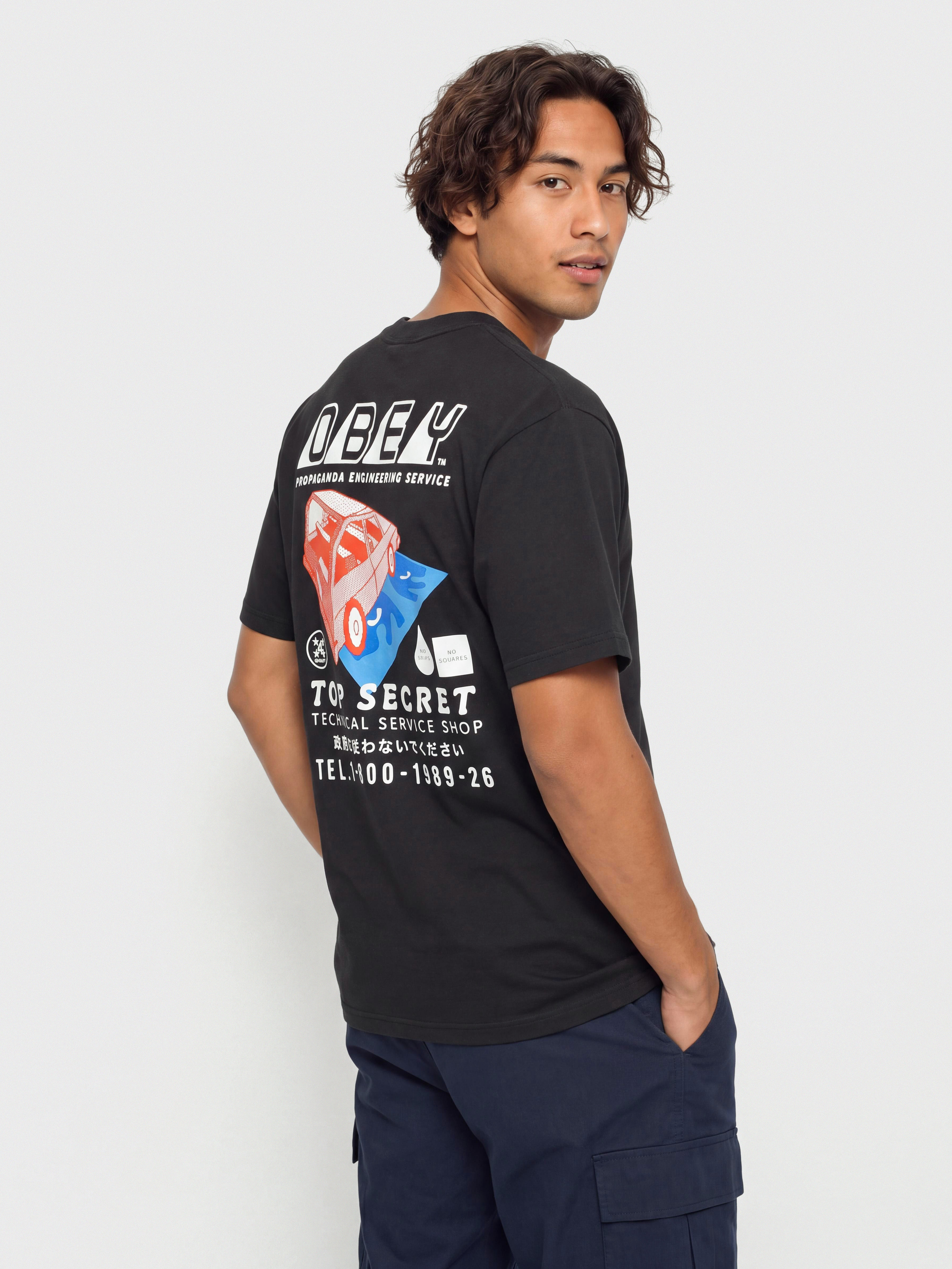 Тениска OBEY Top Secret (vintage black)