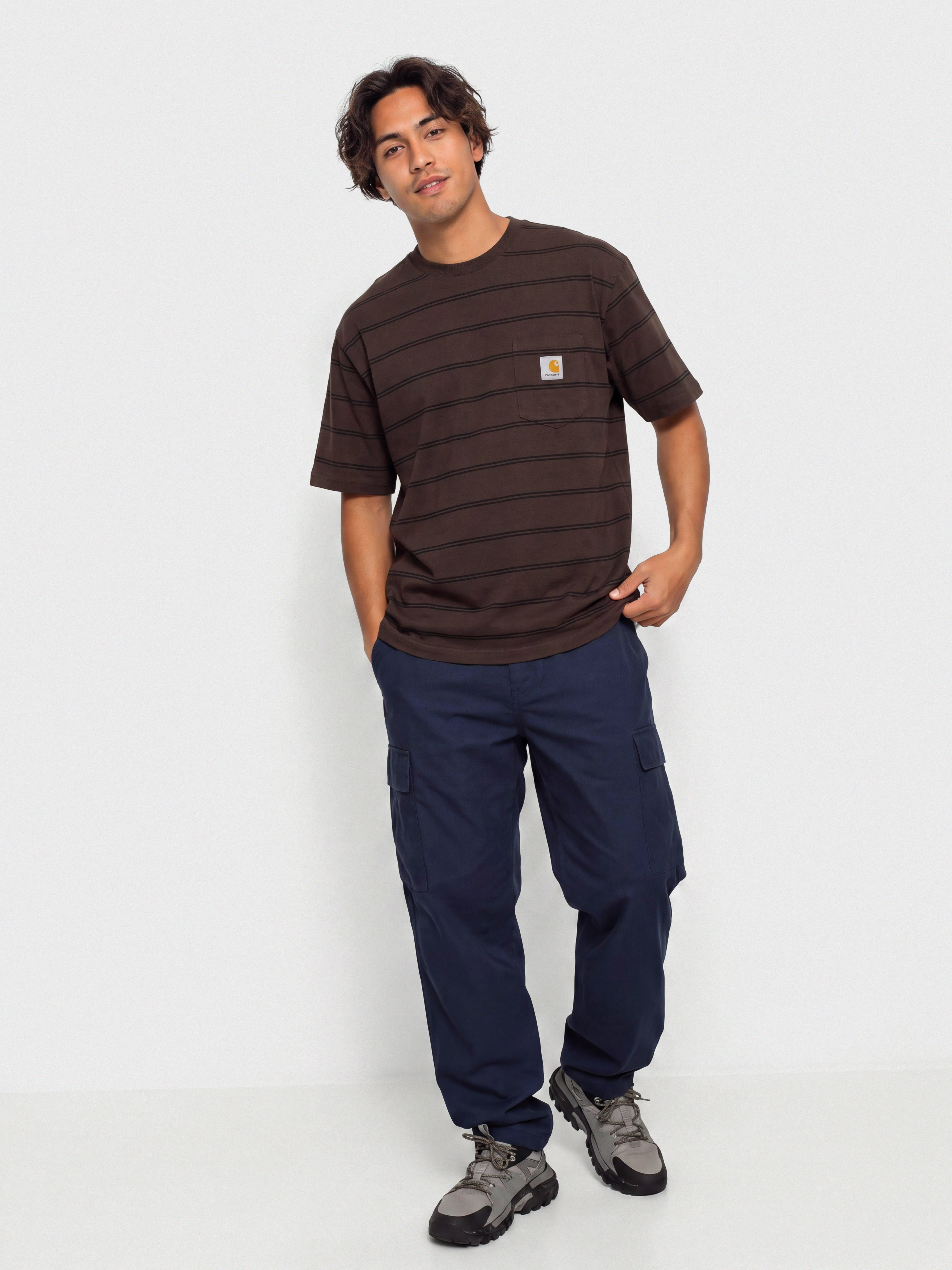 Тениска Carhartt WIP Cardona Pocket (cardona stripe natural/palisander/garment dyed)