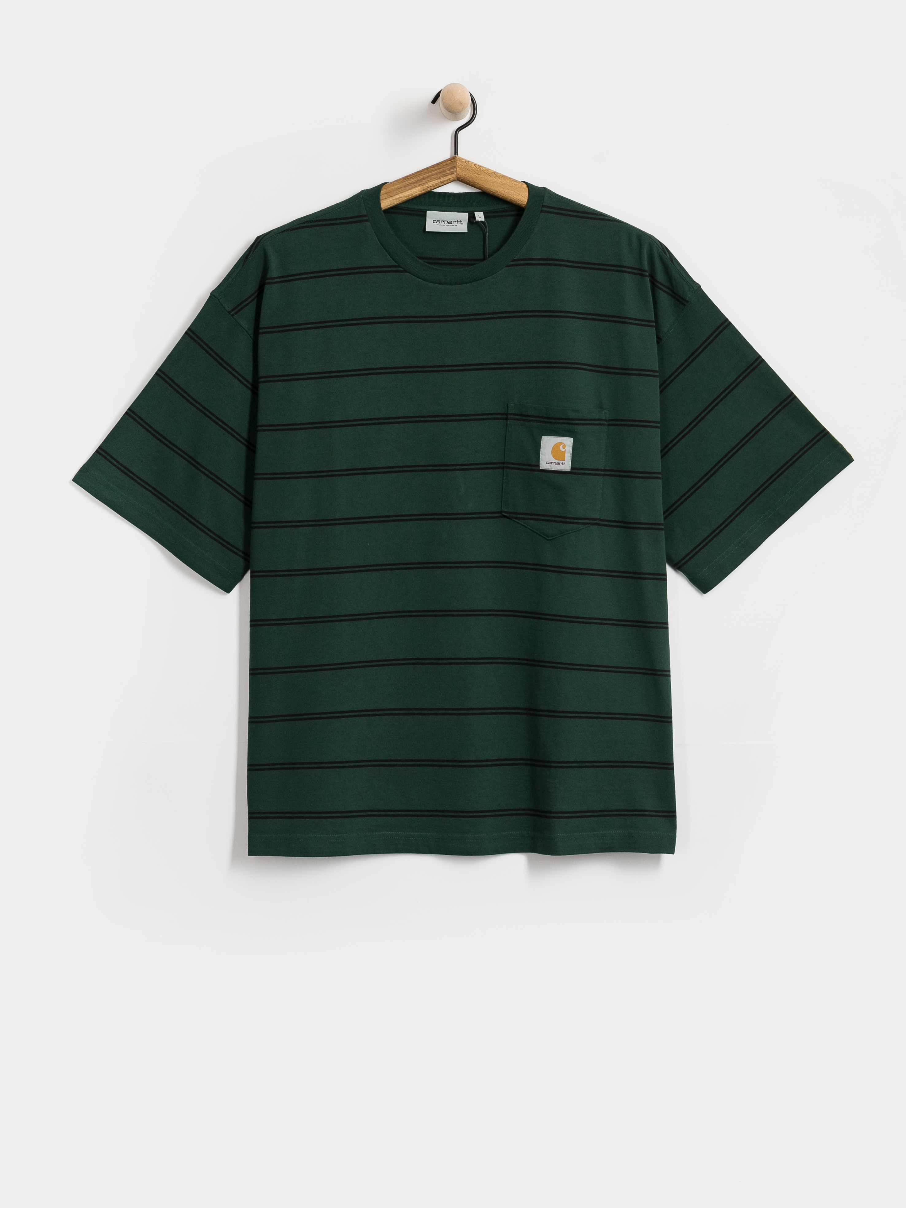 Тениска Carhartt WIP Cardona Pocket (cardona stripe natural/dark scarab/garment dyed)