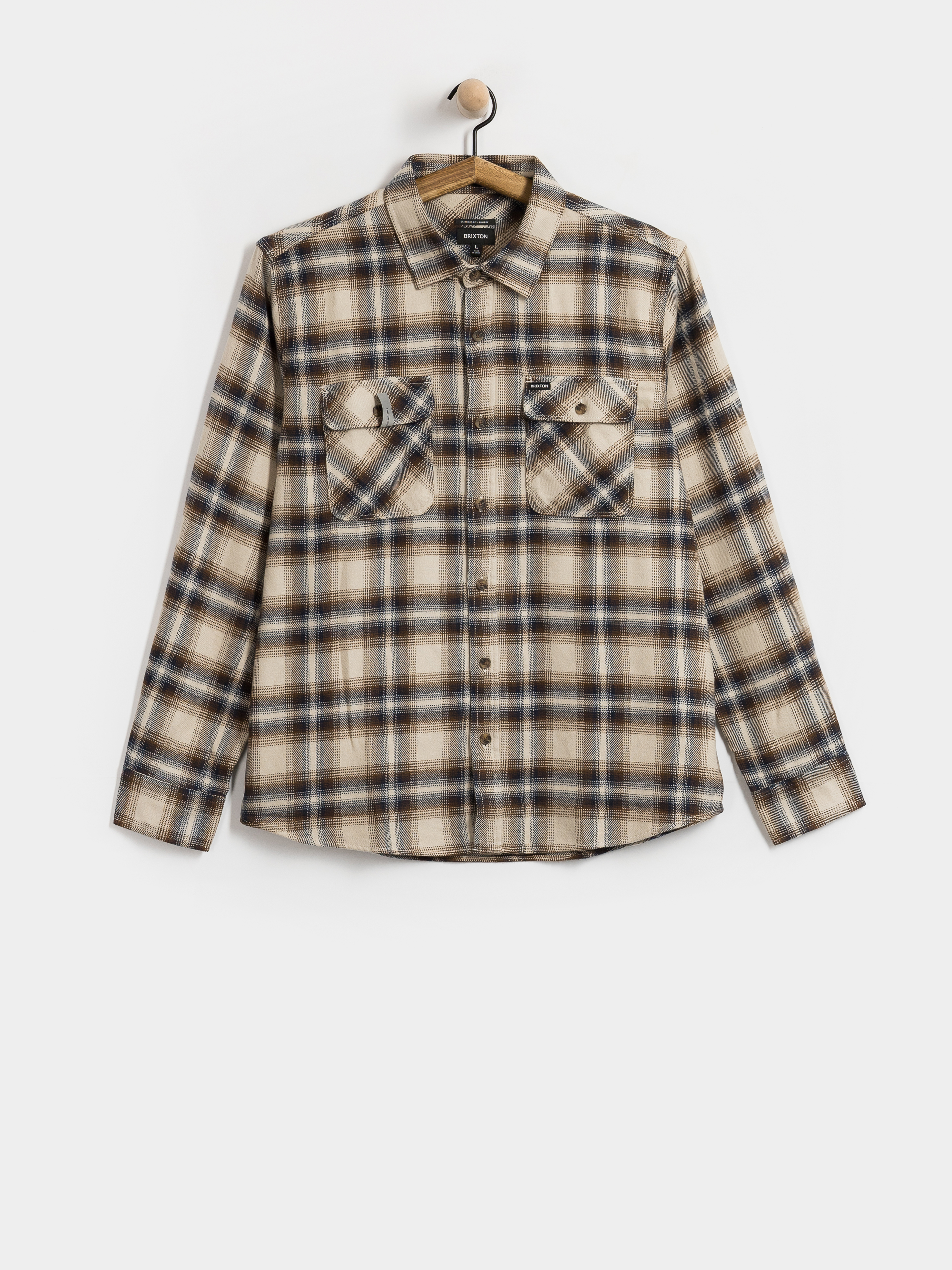 u0420u0438u0437u0430 Brixton Bowery Flannel Ls (soft brown plaid)