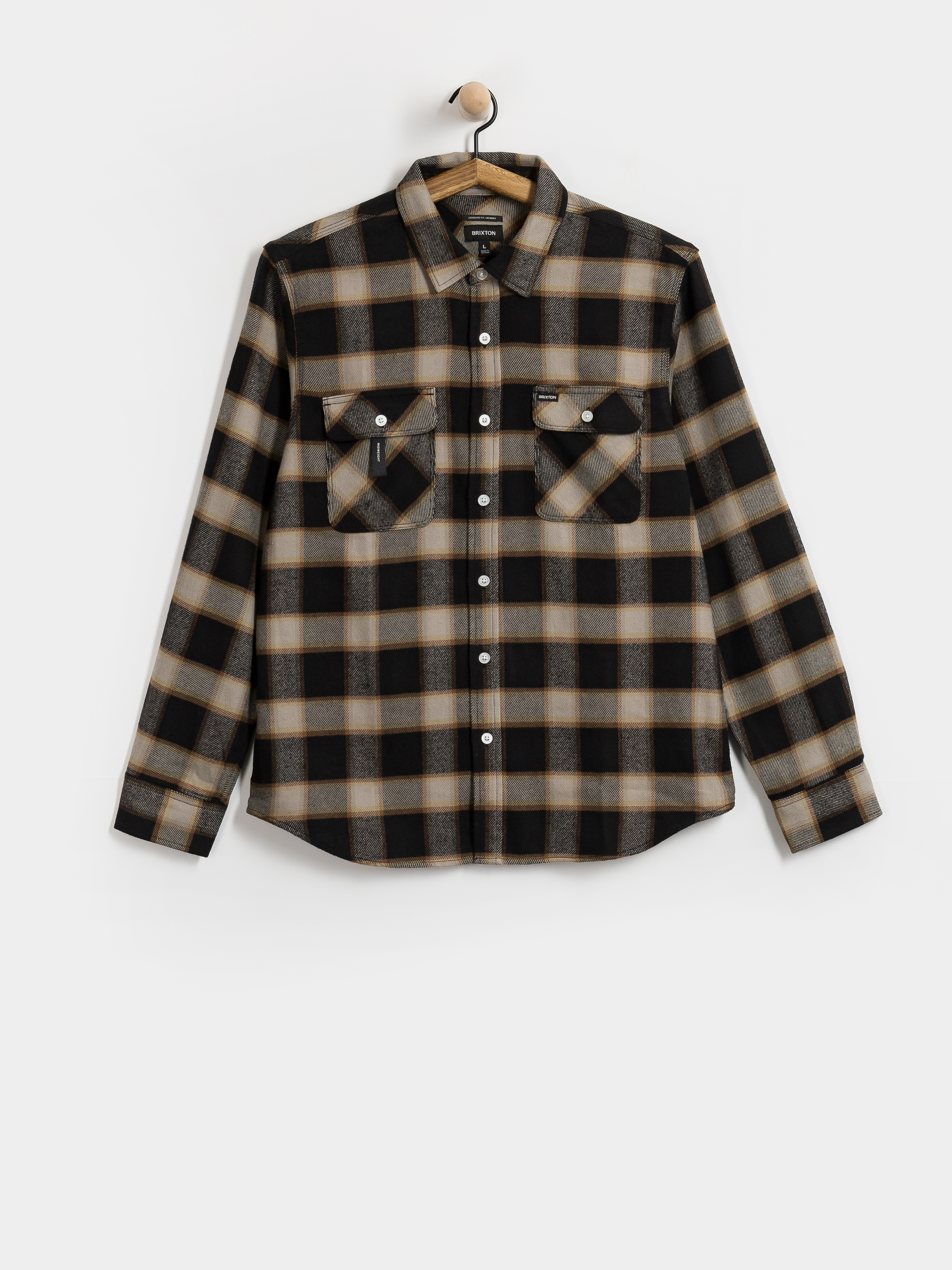 u0420u0438u0437u0430 Brixton Bowery Flannel (black/cream)