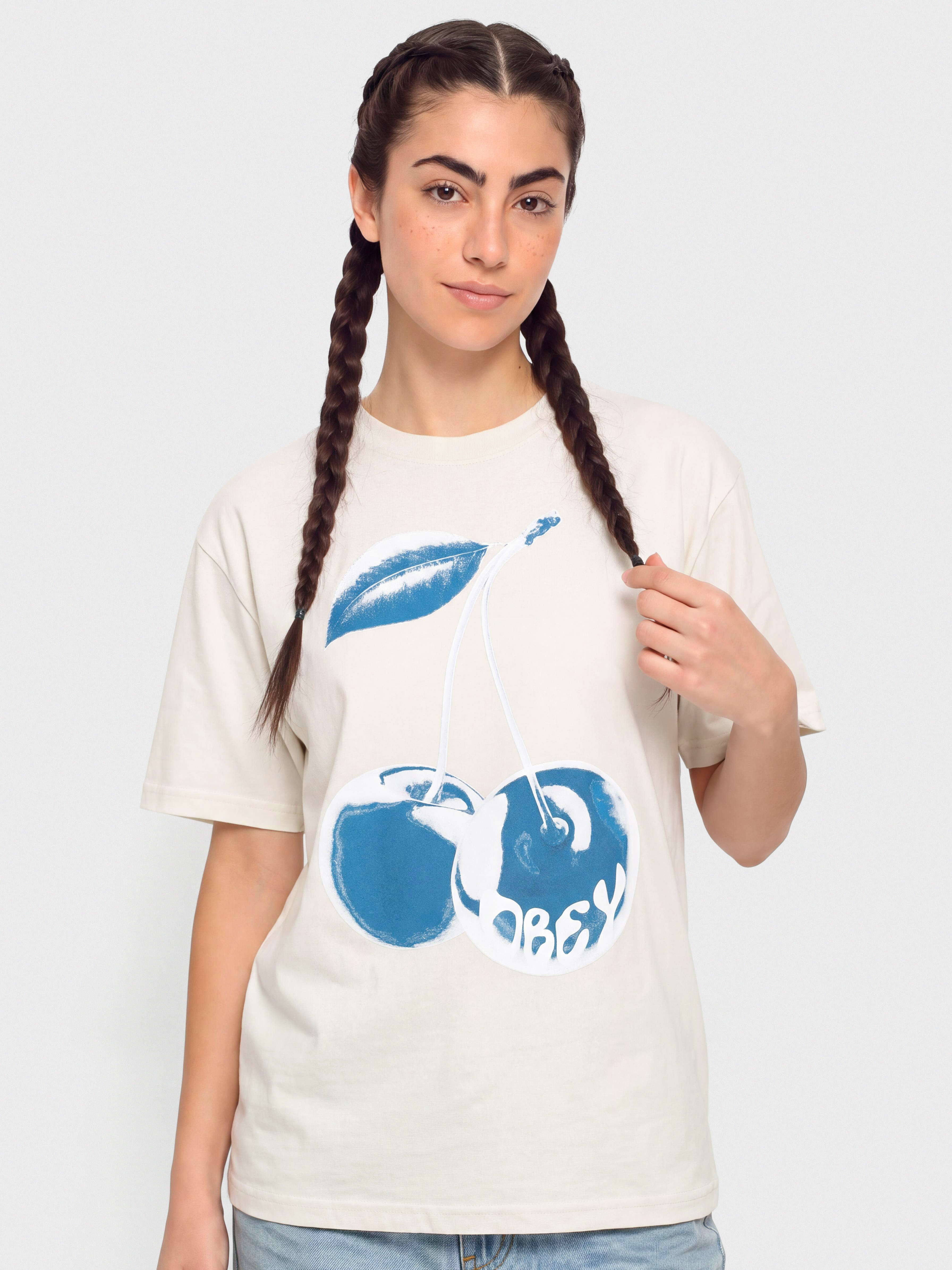 Тениска OBEY Blue Cherry Wmn (chalk white)