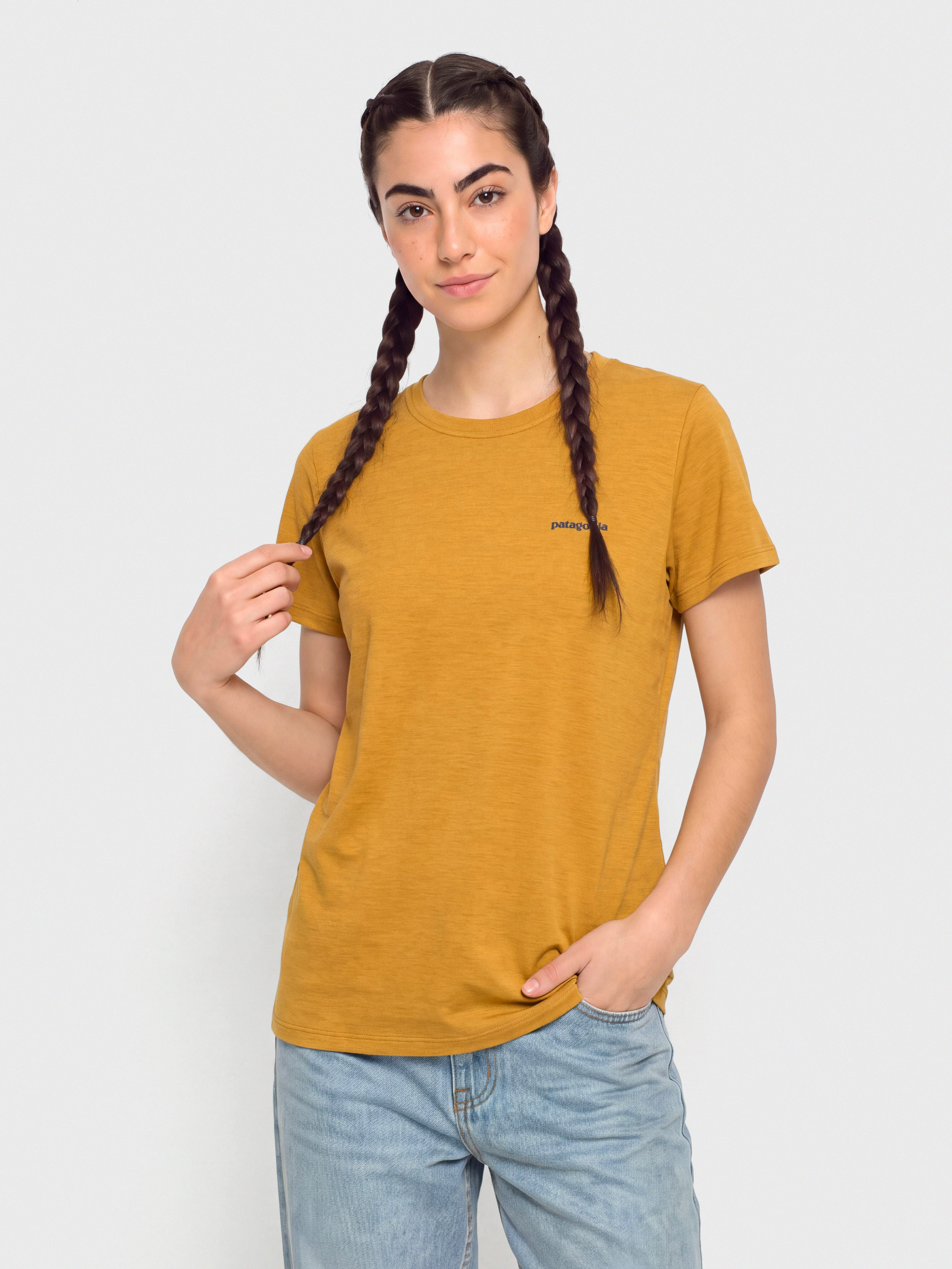 Тениска Patagonia Cap Cool Daily Boardshort Logo Wmn (cinnamon brown dark cinnamon brown x dye)