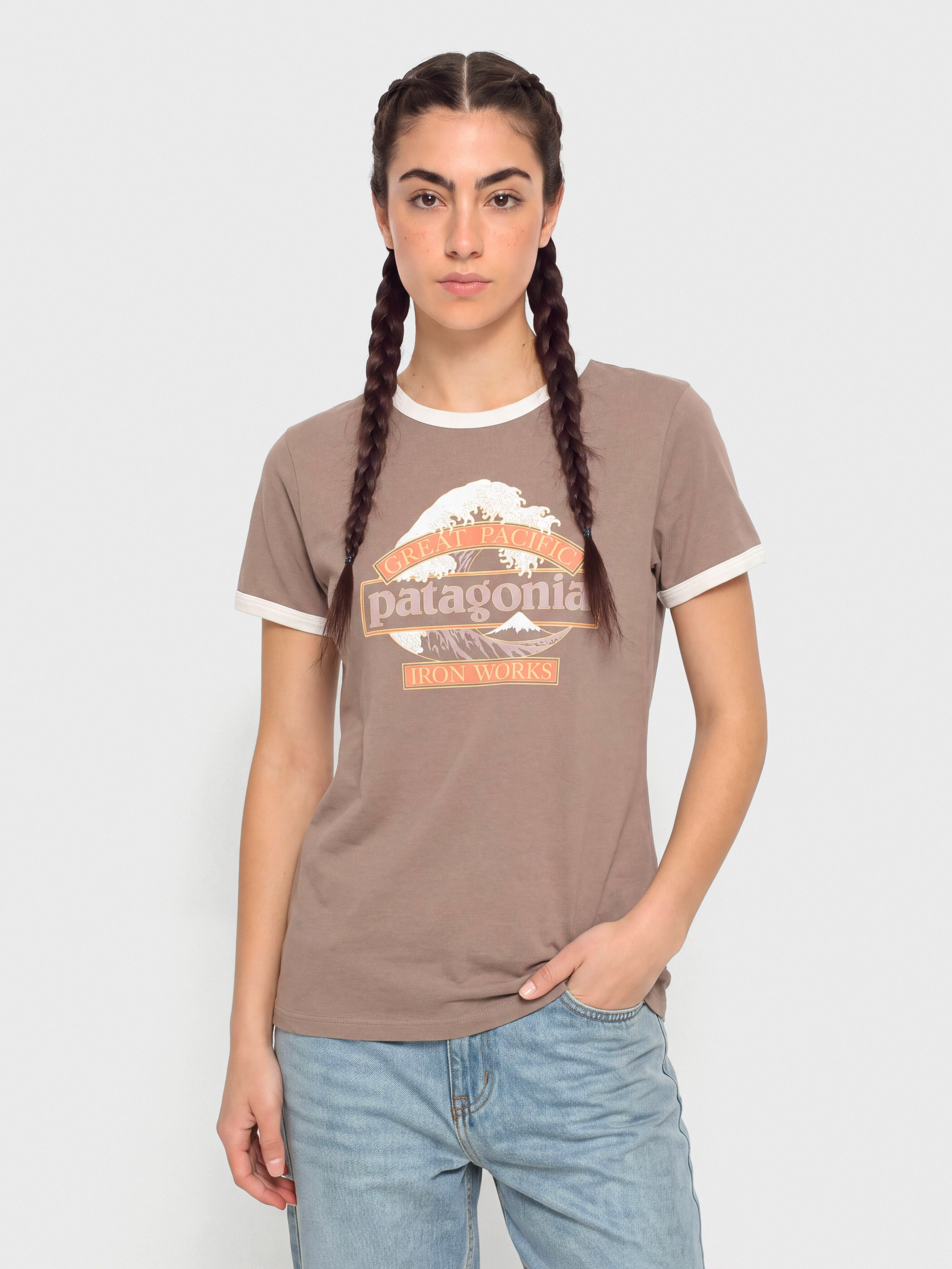 Тениска Patagonia Great Waves Ringer Wmn (moonrise taupe)