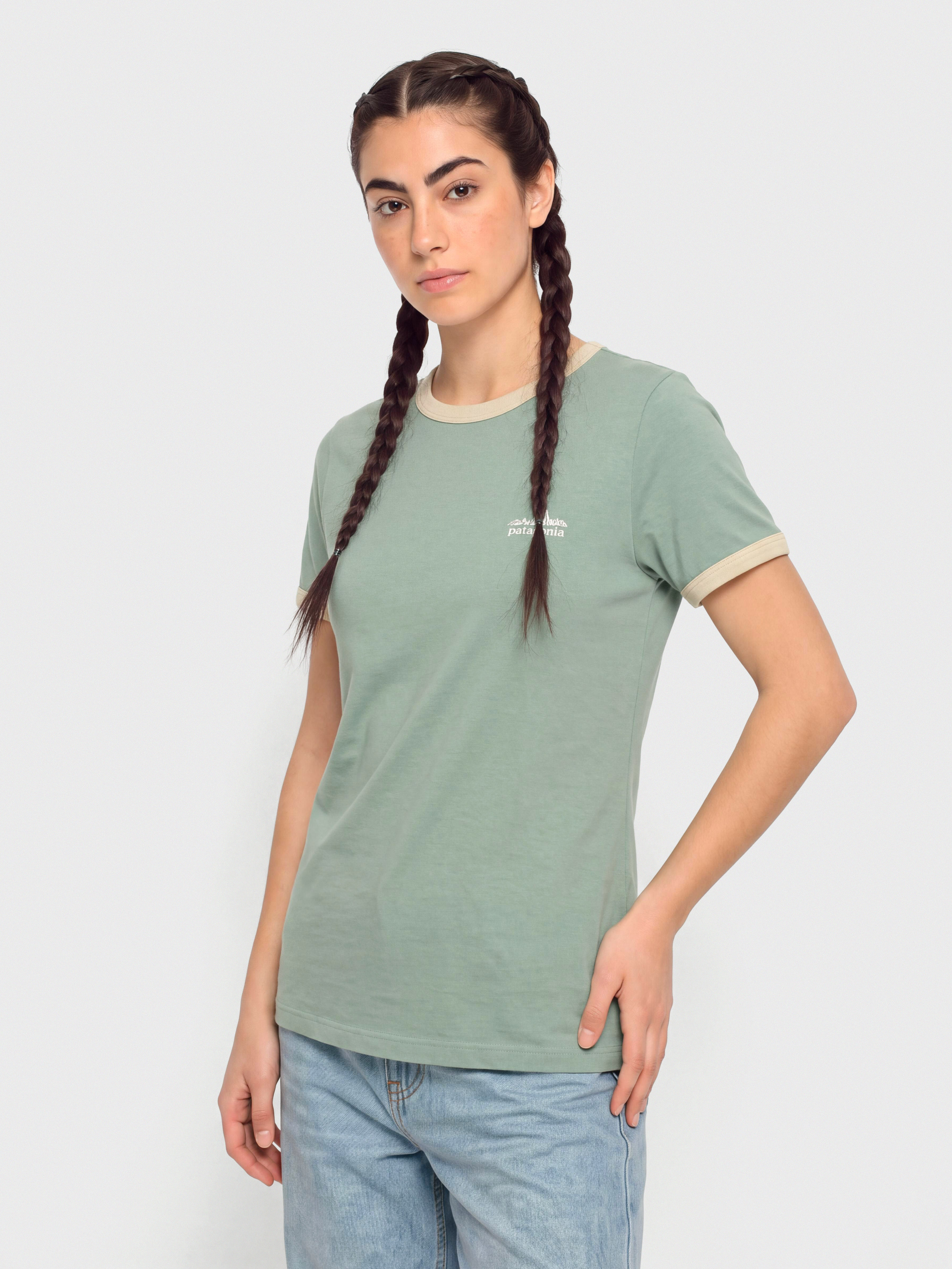 Тениска Patagonia Fitz Roy Foothills Ringer Wmn (cover green)
