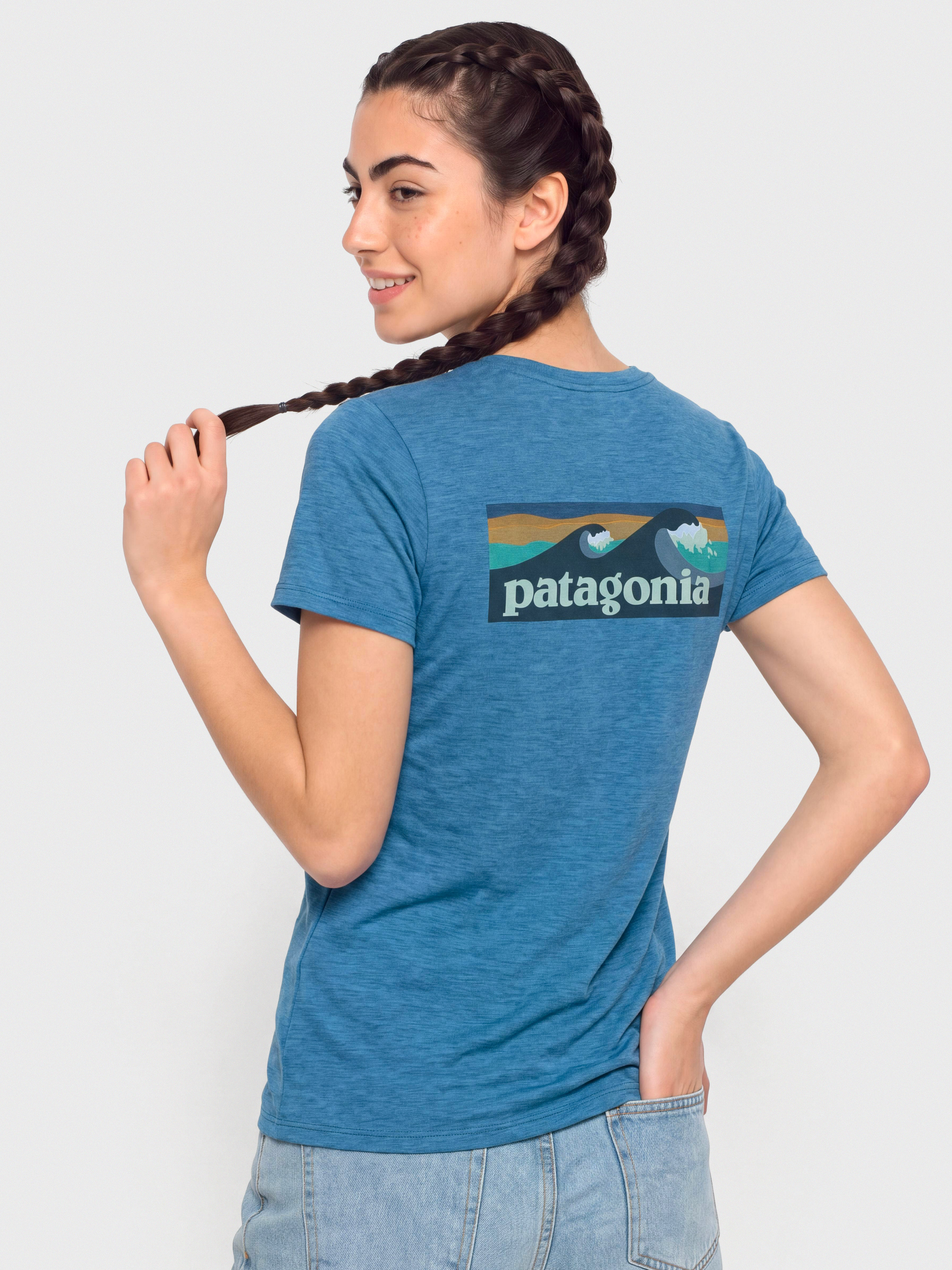 Тениска Patagonia Cap Cool Daily Boardshort Logo Wmn (aquatic blue light aquatic blue x dye)
