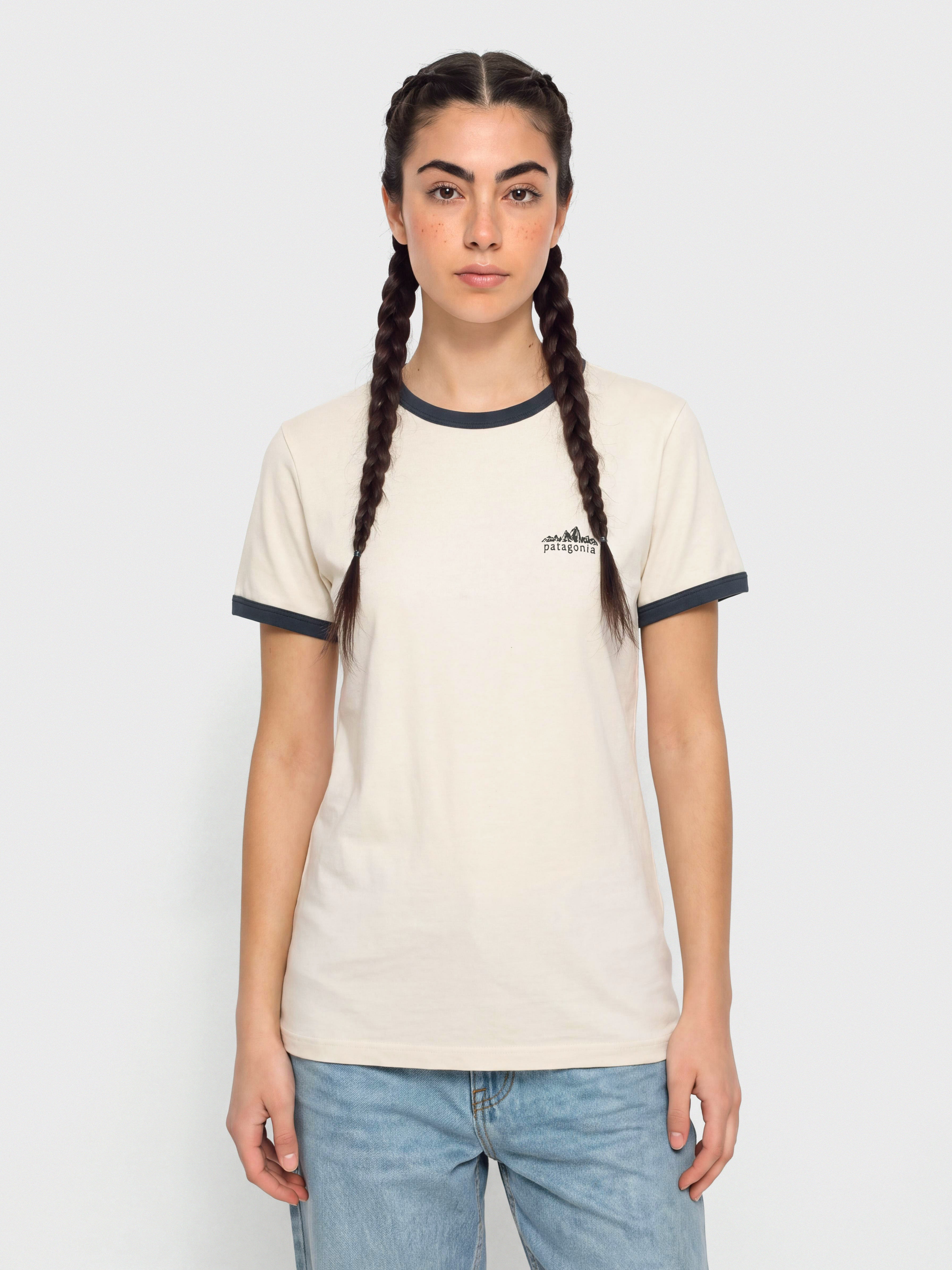 Тениска Patagonia Fitz Roy Foothills Ringer Wmn (undyed natural)