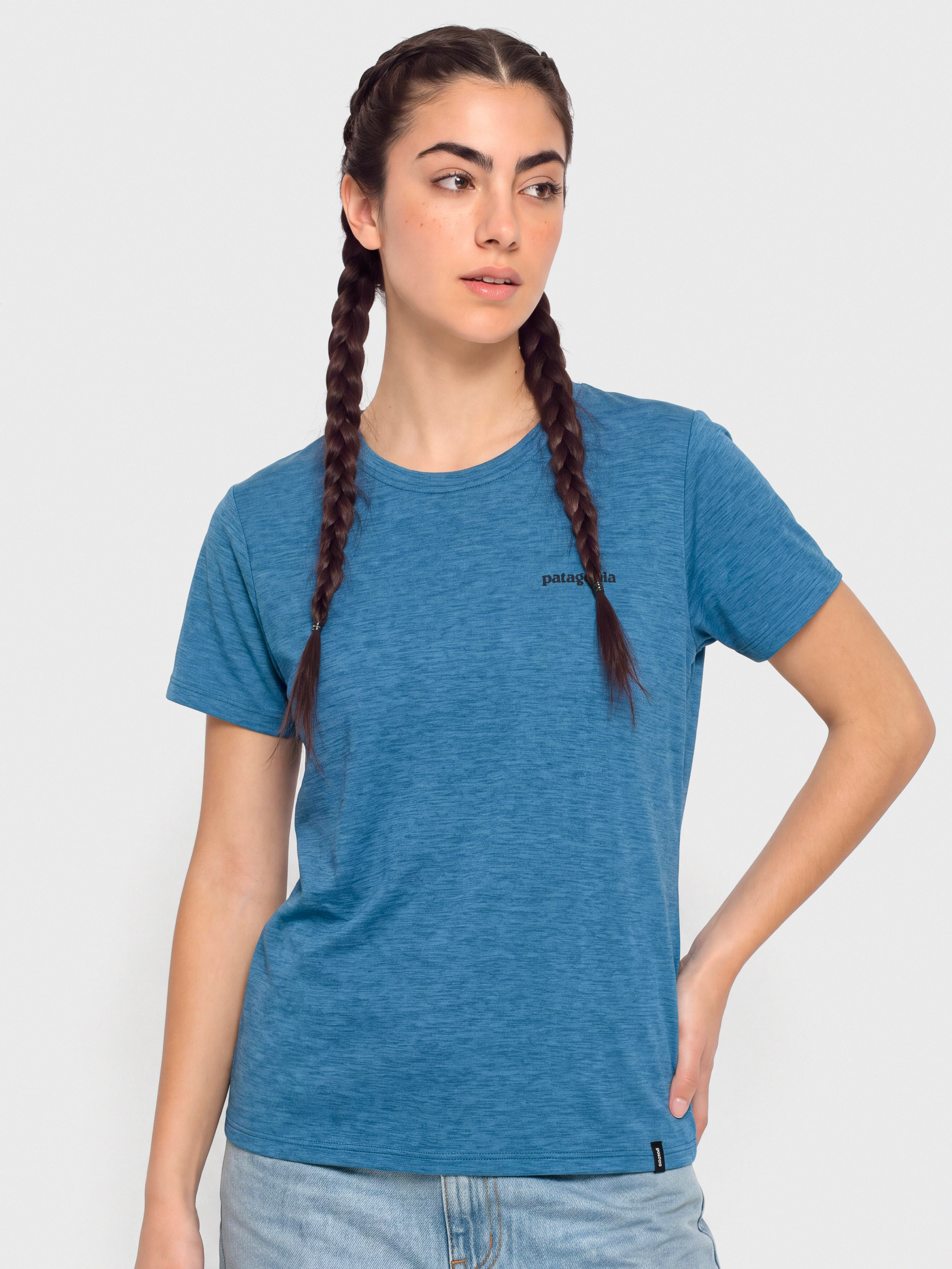 Тениска Patagonia Cap Cool Daily Boardshort Logo Wmn (aquatic blue light aquatic blue x dye)