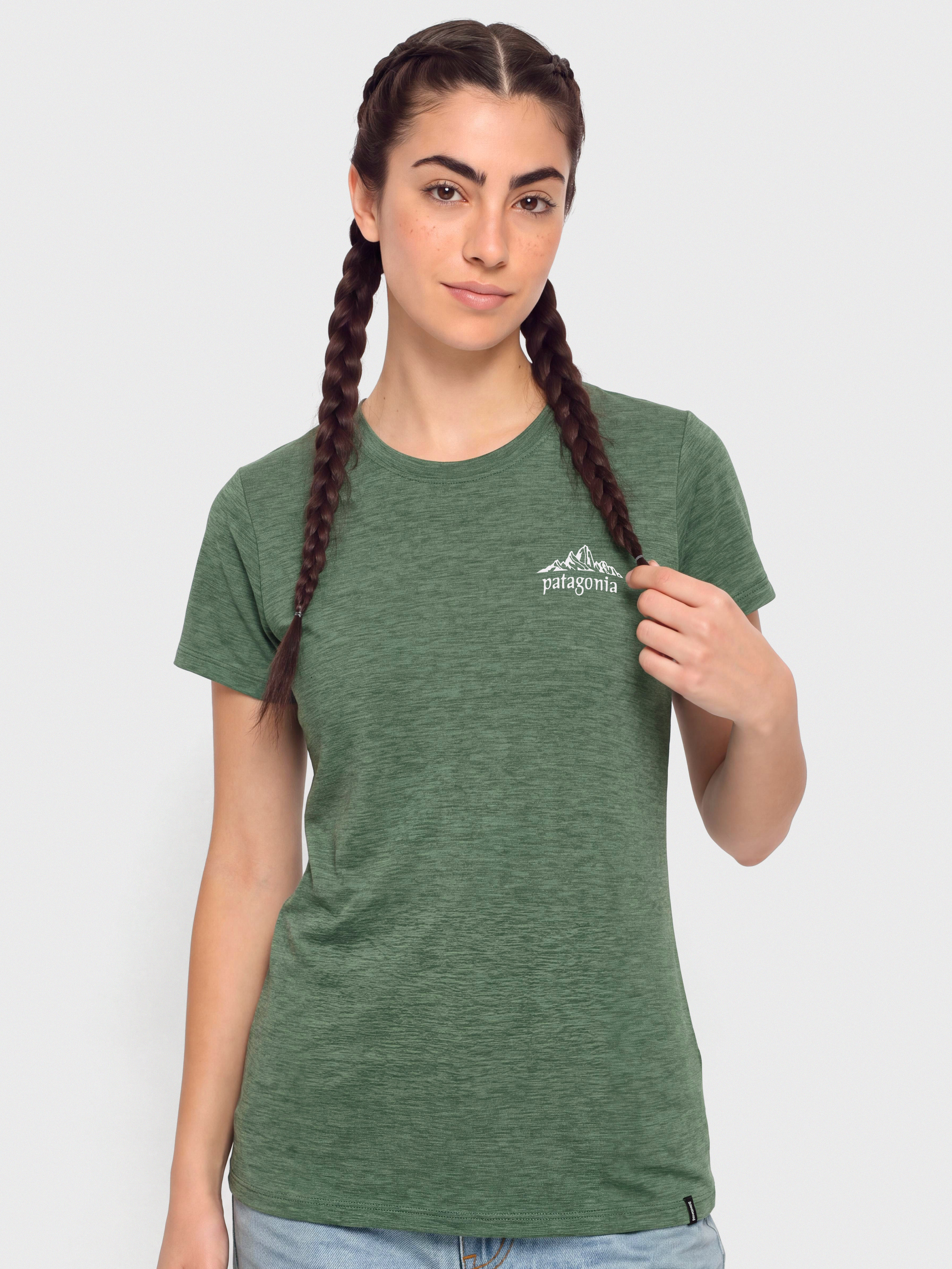 Тениска Patagonia Cap Cool Daily Cloud Crag Wmn (canopy green light canopy green x dye)