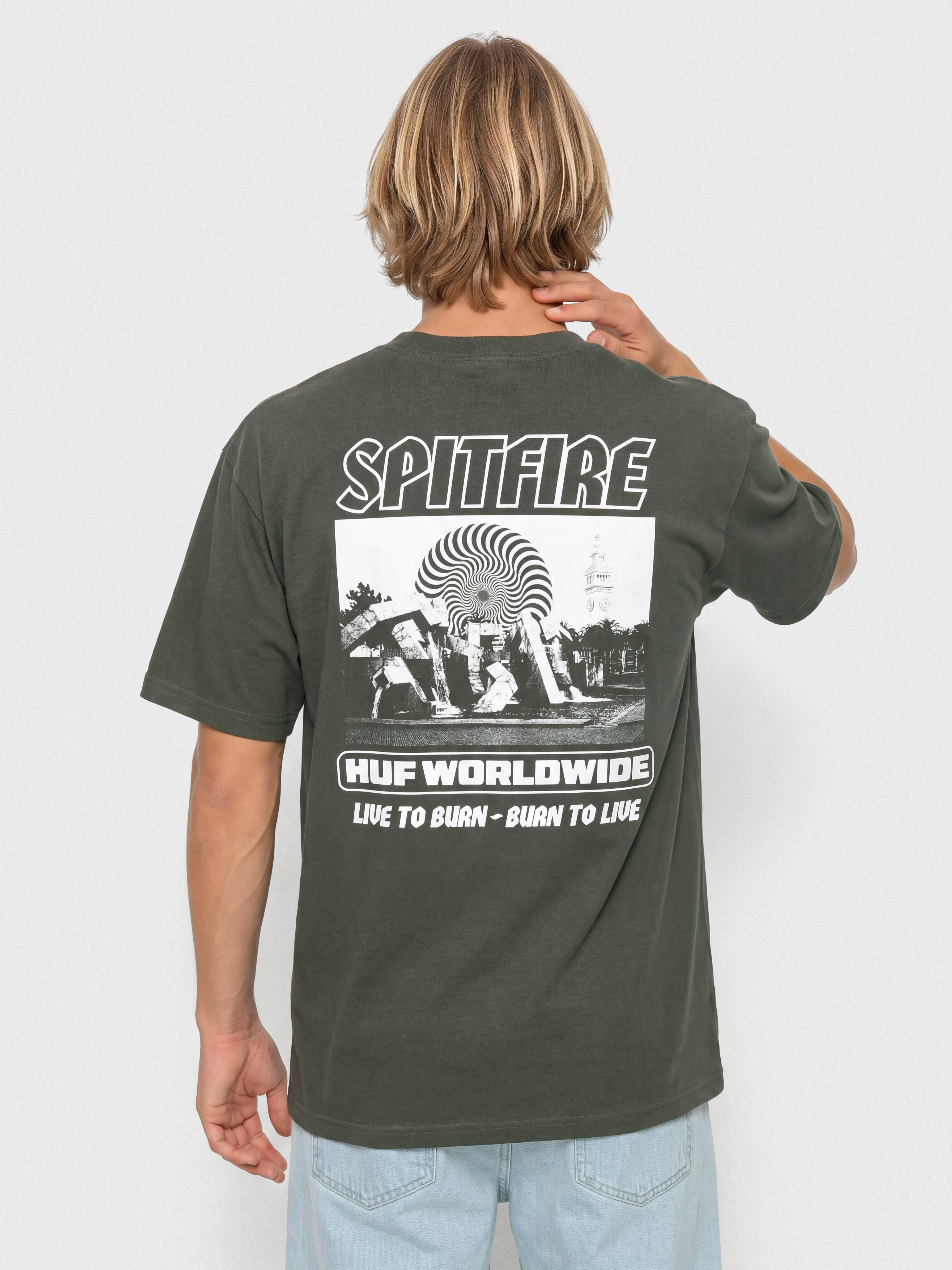 Тениска HUF X Spitfire Burn (washed black)