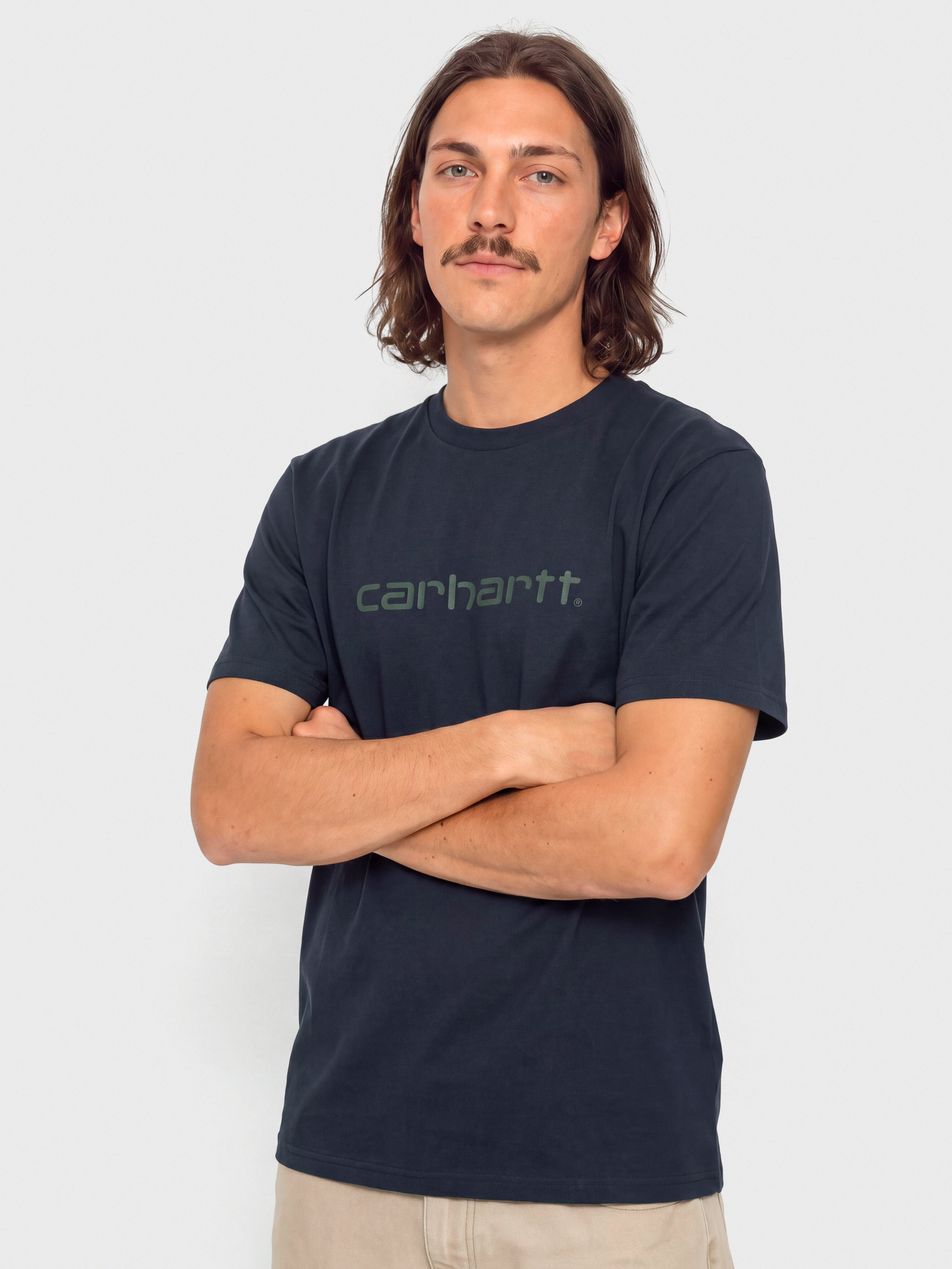 Тениска Carhartt WIP Script (dark navy/dark scarab)