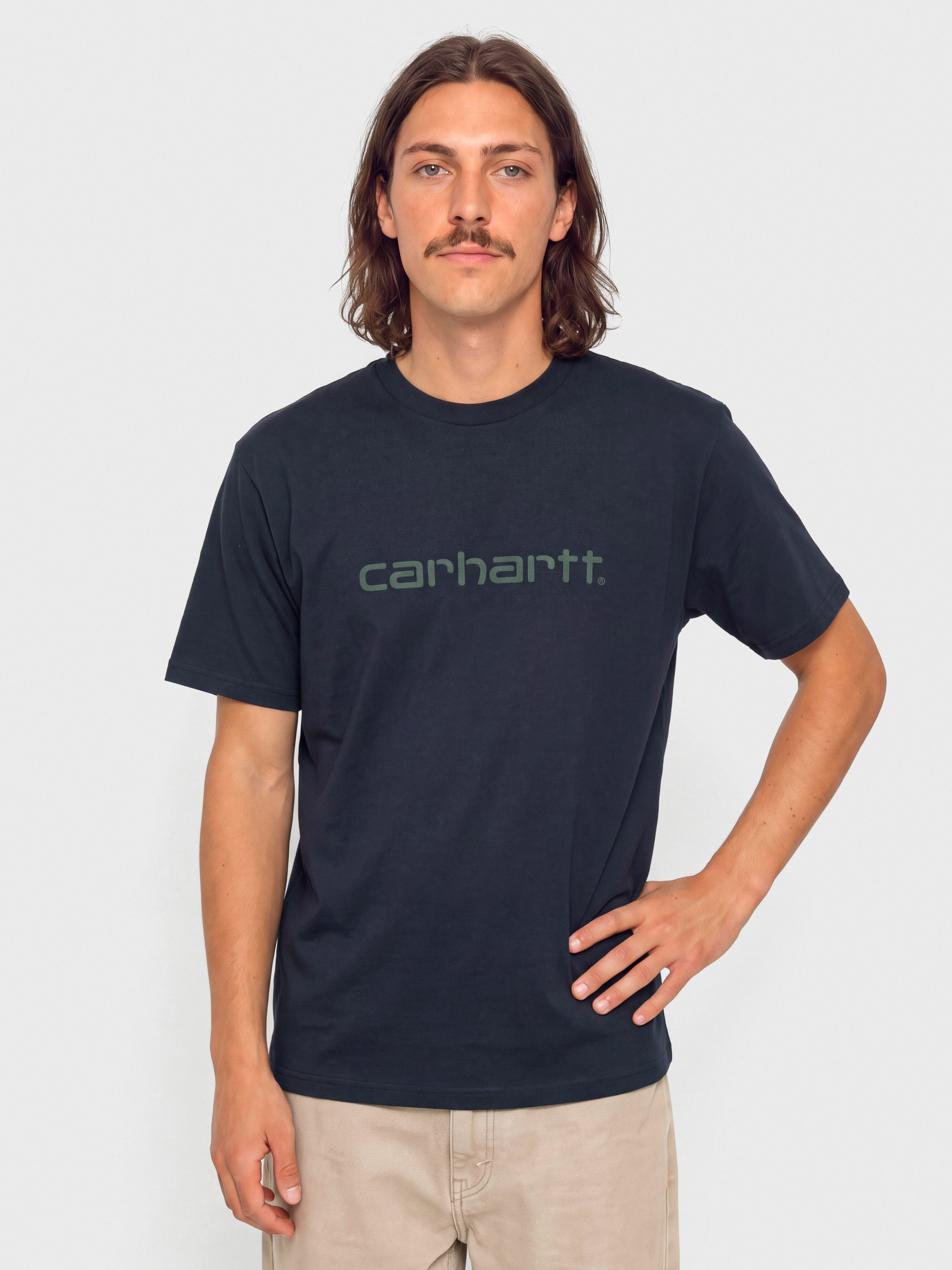 Тениска Carhartt WIP Script (dark navy/dark scarab)