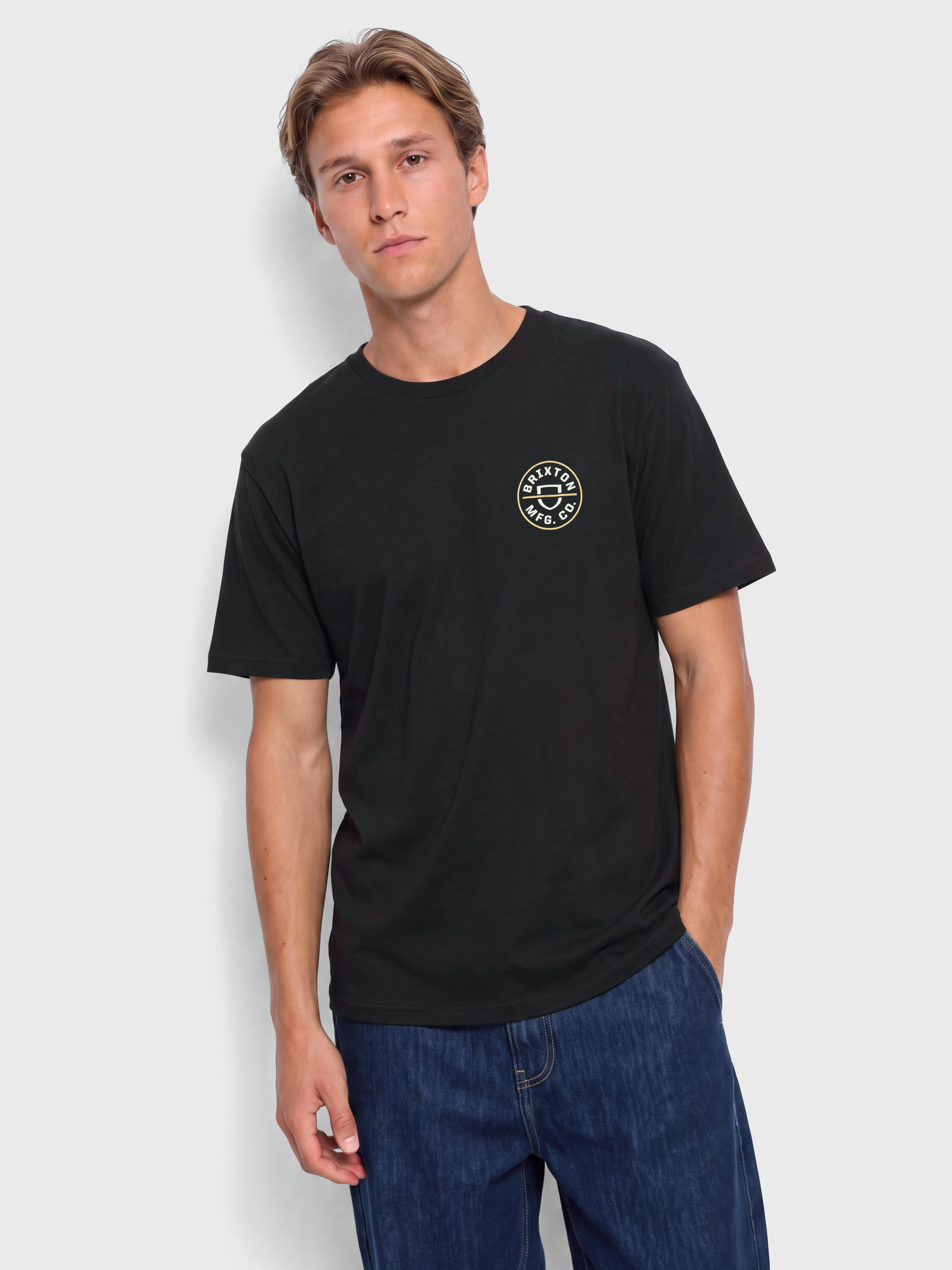 Тениска Brixton Oath V Stt (black/off white/copper)
