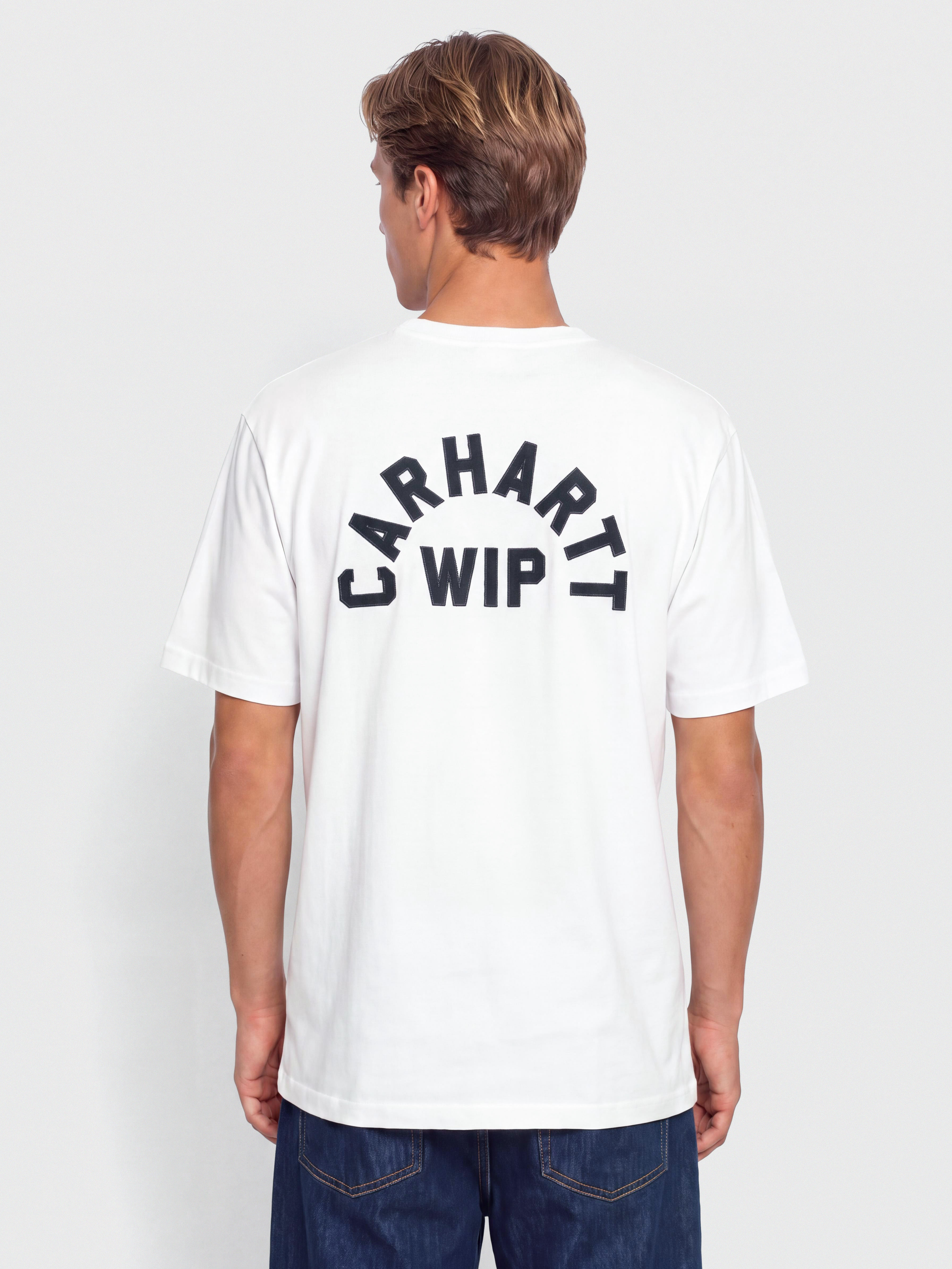 Тениска Carhartt WIP Arch Script (white/dark navy)