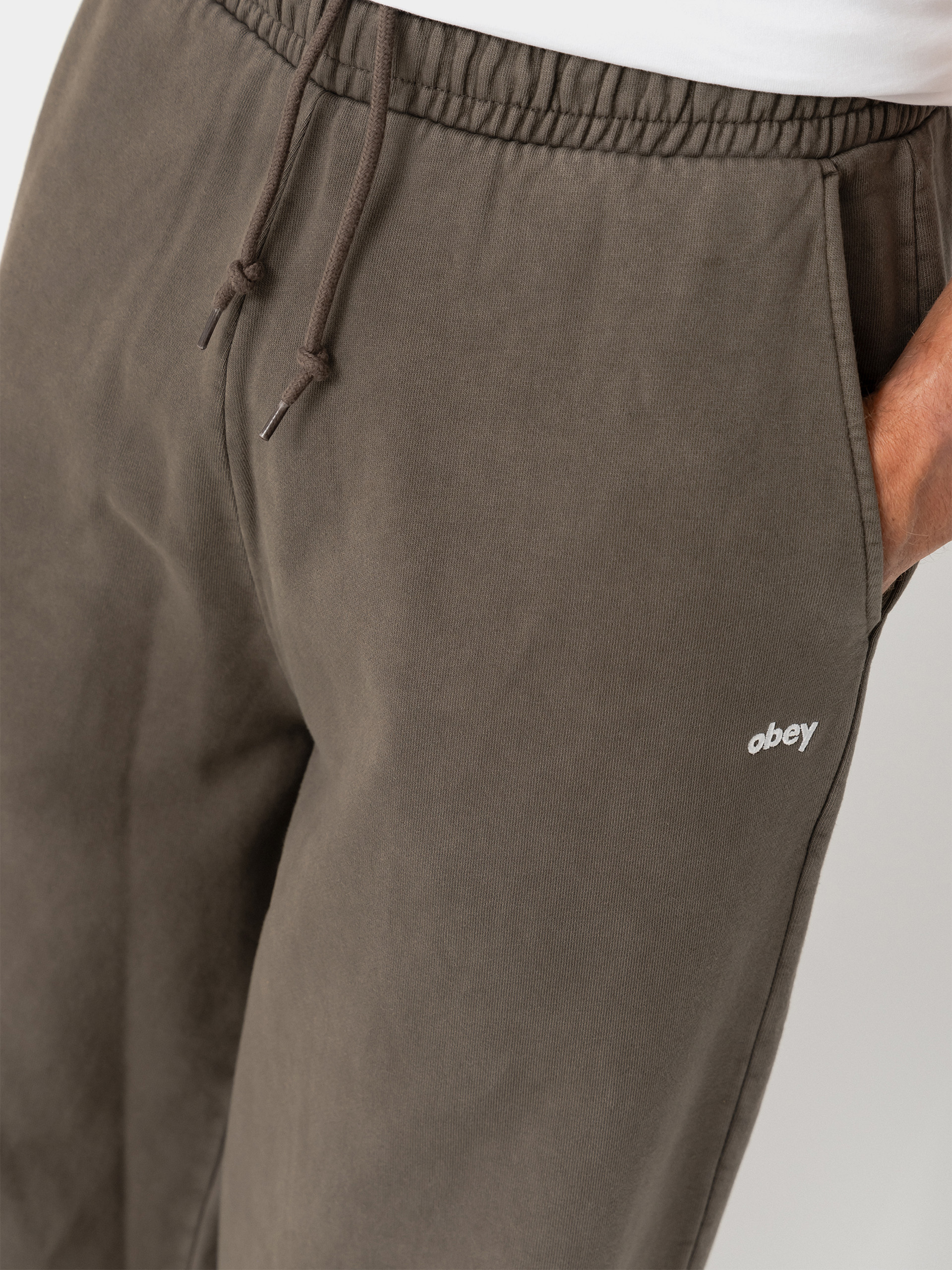 Панталони OBEY Lowercase Pigment Straight (pigment black olive)