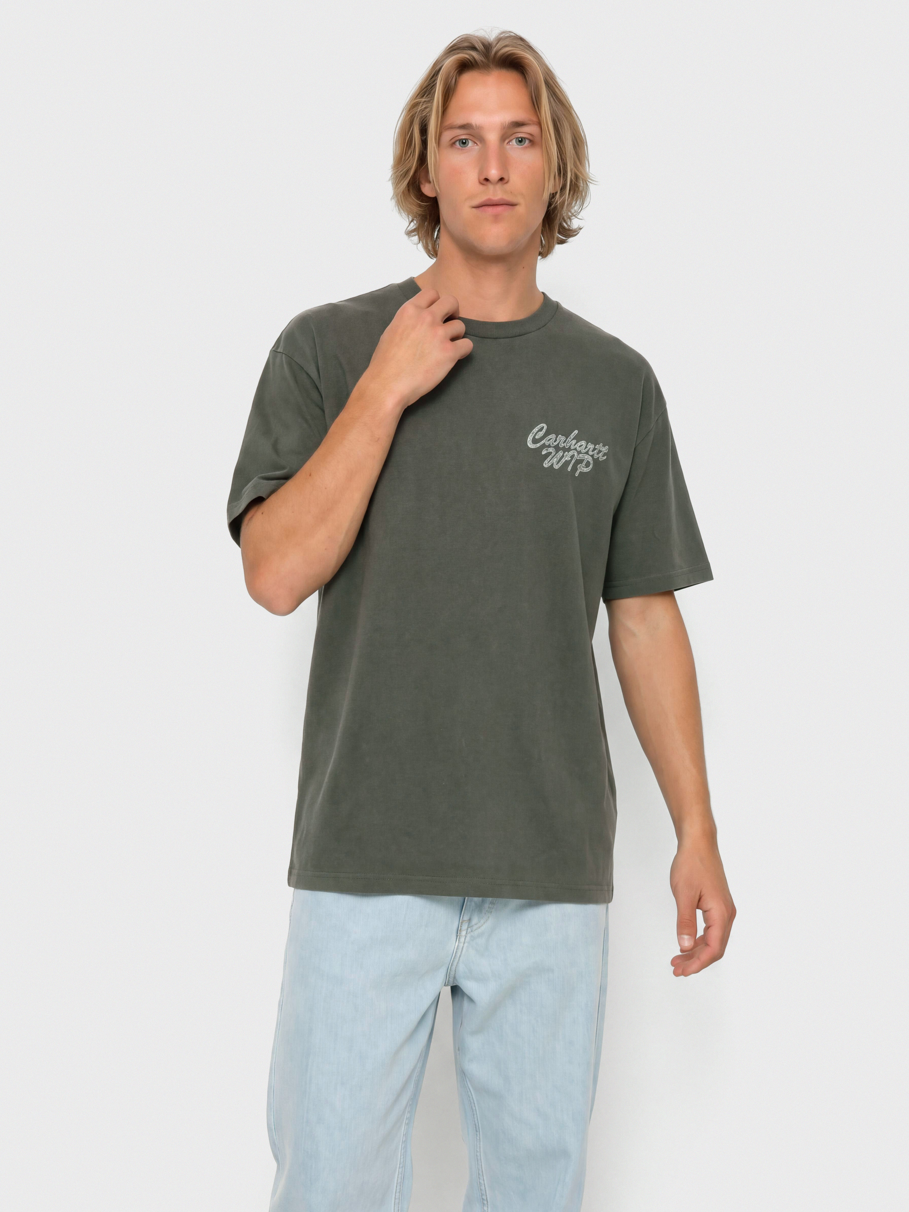 Тениска Carhartt WIP Hatching Script (black/garment dyed)