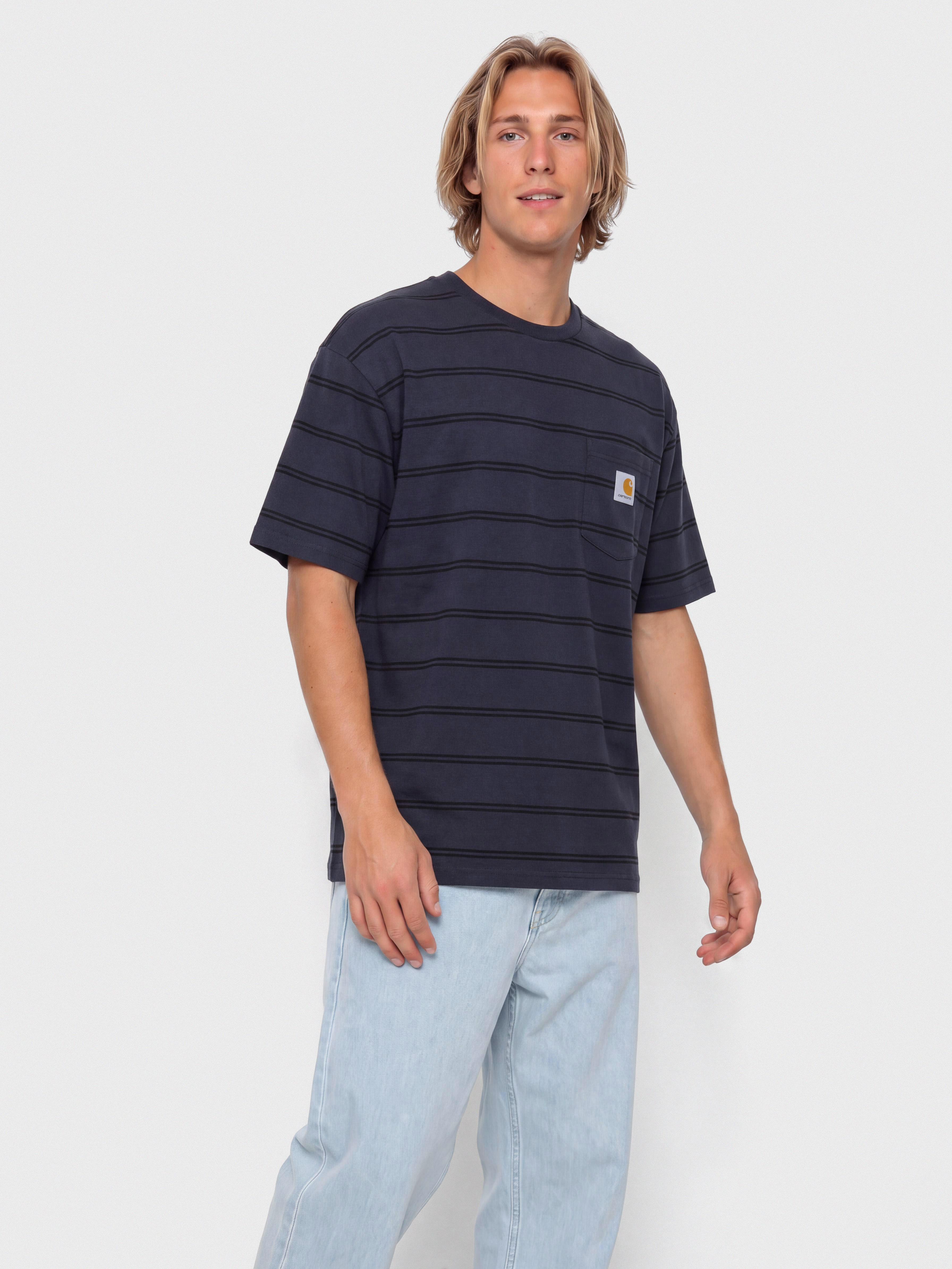 Тениска Carhartt WIP Cardona Pocket (cardona stripe natural/dark navy/garment dyed)