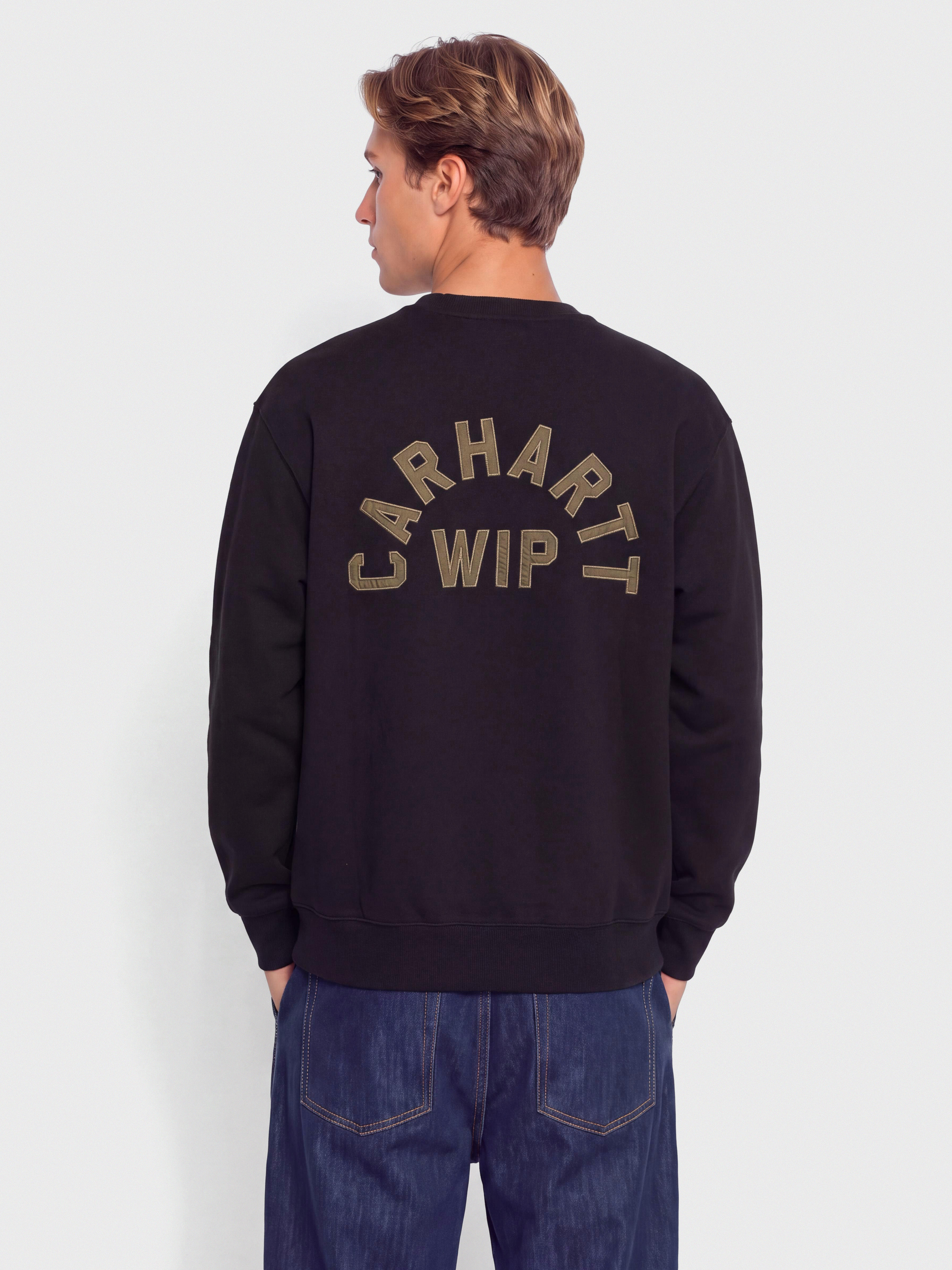 Суитшърт Carhartt WIP Arch Script (black/hamilton brown/stone washed)