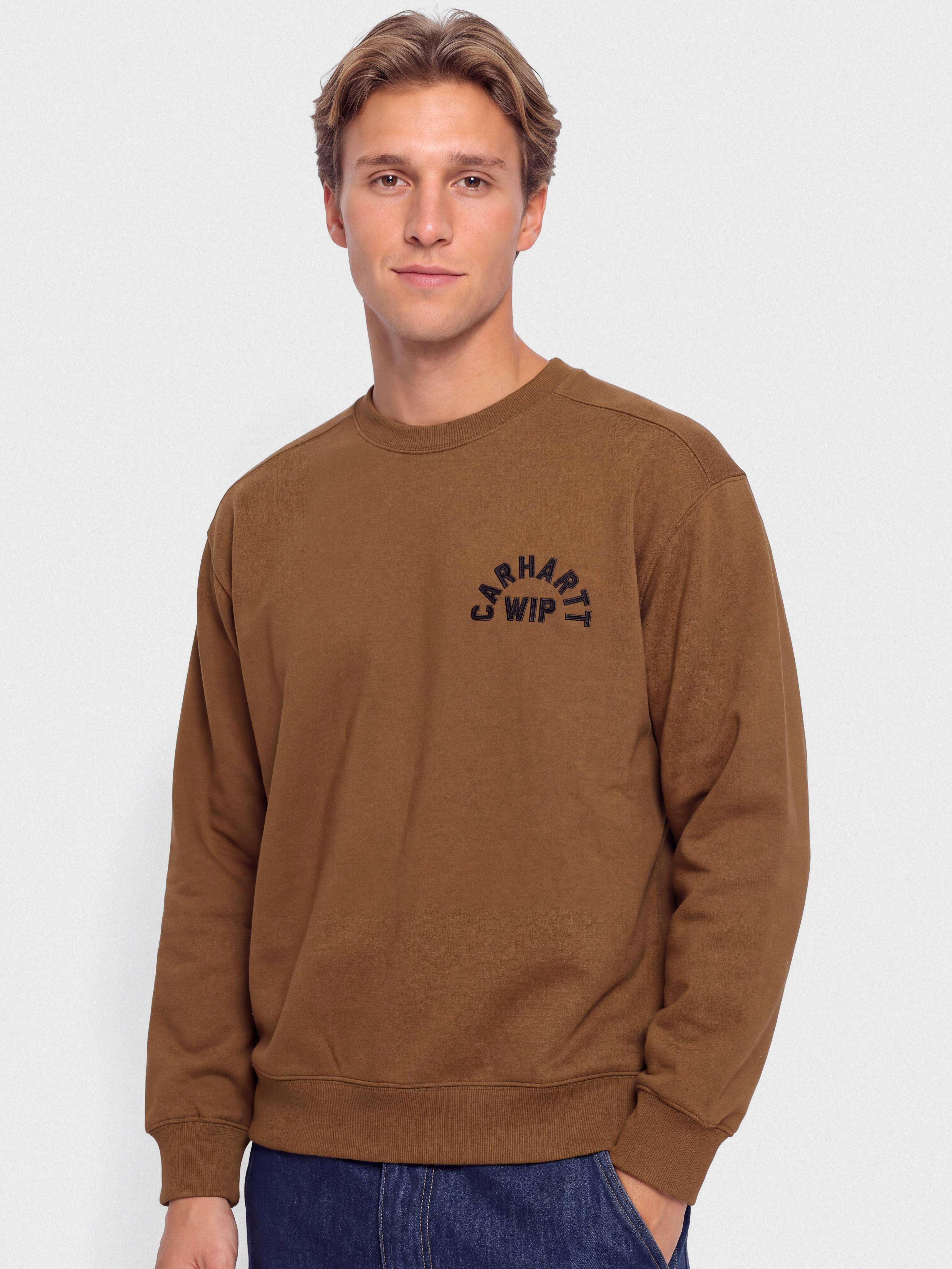 Суитшърт Carhartt WIP Arch Script (wip h brown/black/stone washed)