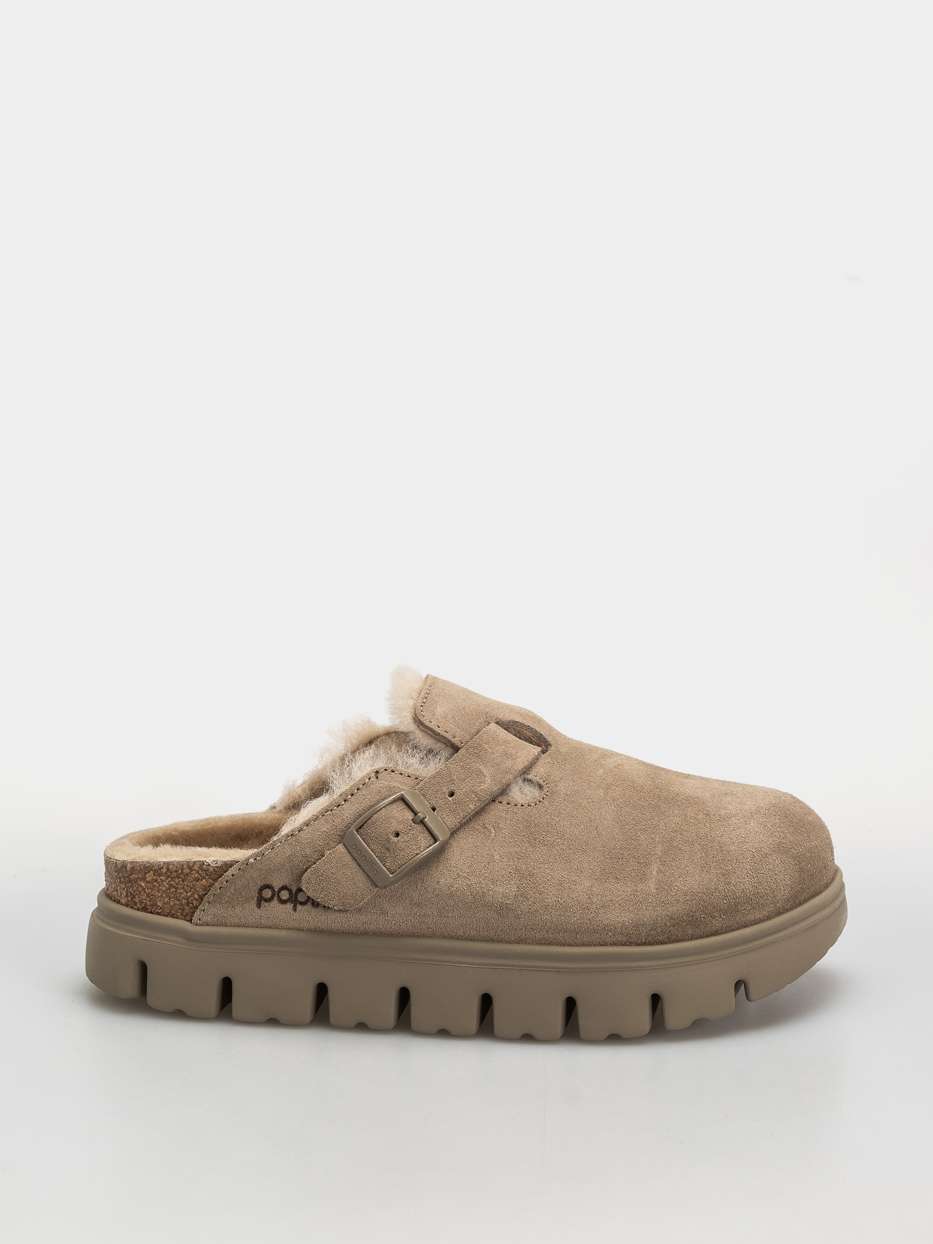 Чехли Birkenstock Boston Chunky Shearling Suede Leather Narrow Wmn (taupe)