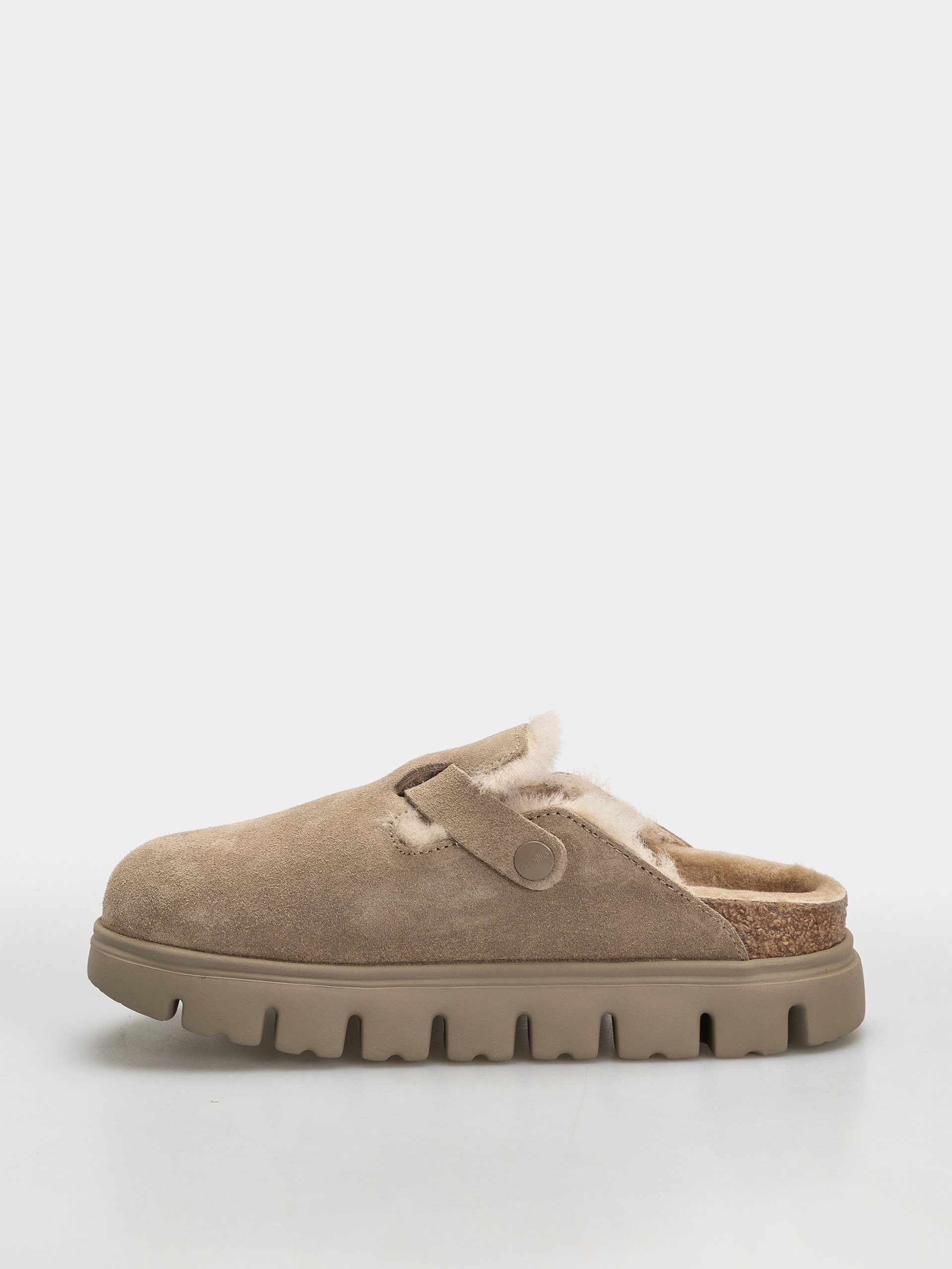 Чехли Birkenstock Boston Chunky Shearling Suede Leather Narrow Wmn (taupe)