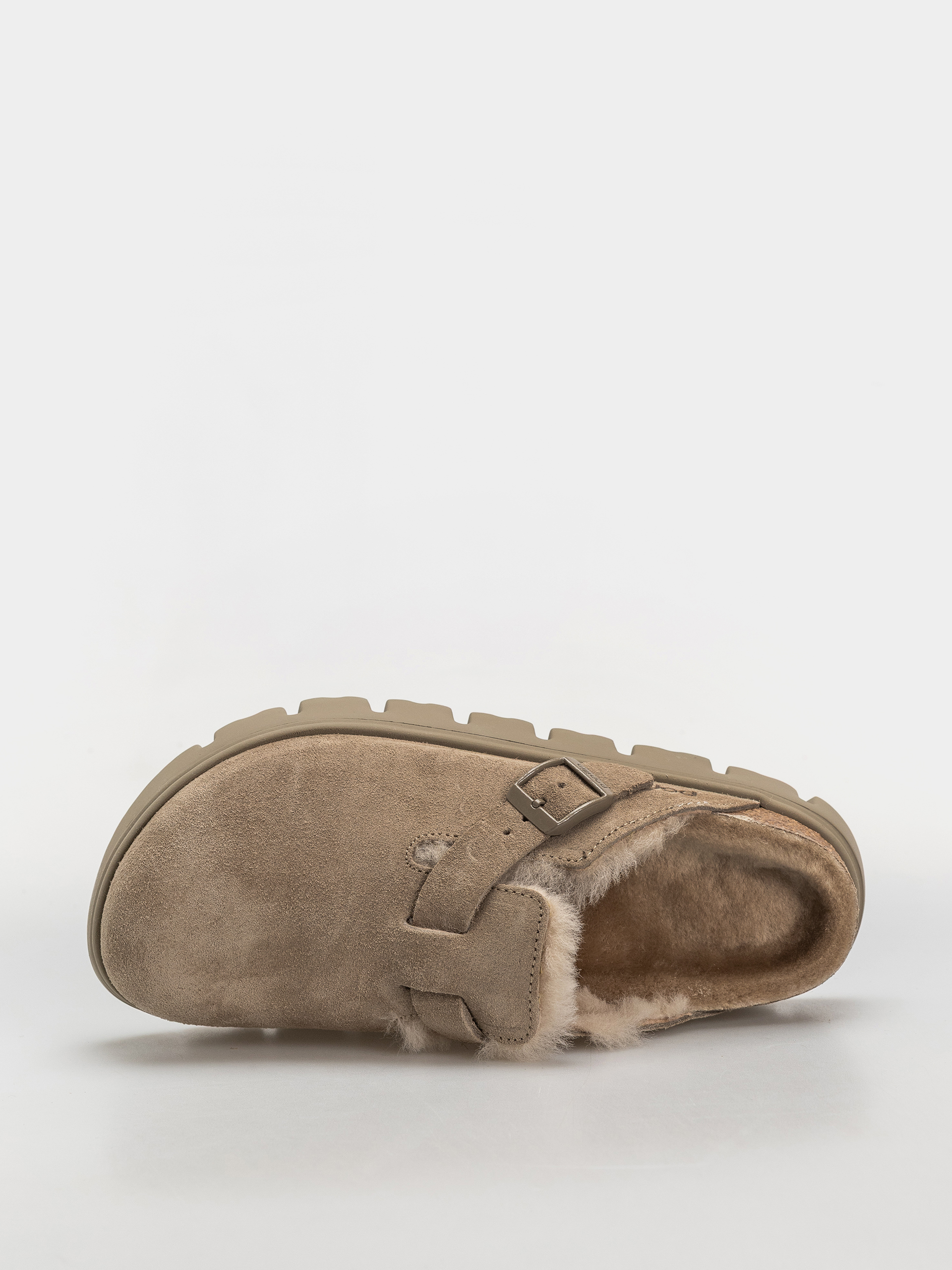 Чехли Birkenstock Boston Chunky Shearling Suede Leather Narrow Wmn (taupe)