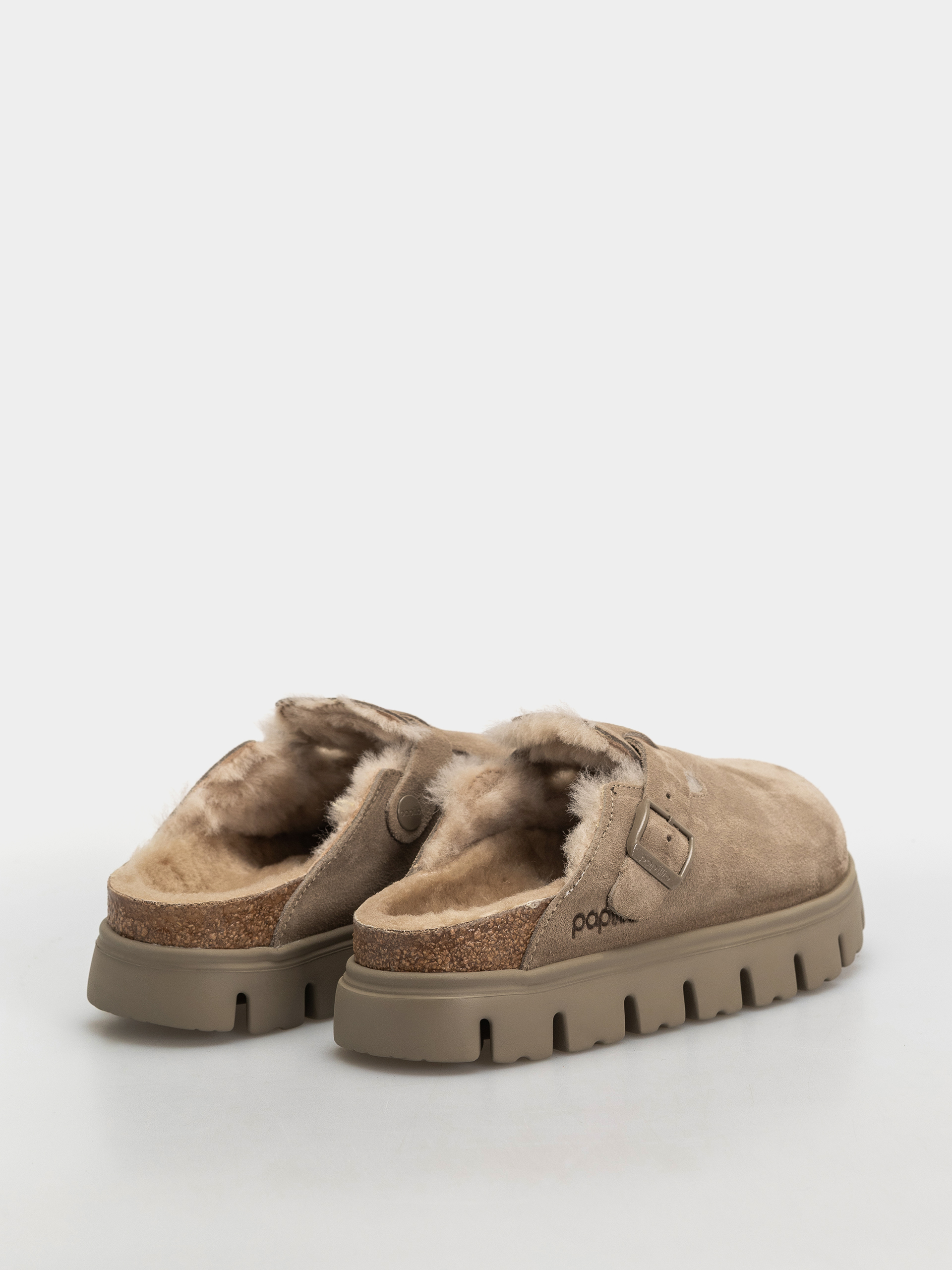 Чехли Birkenstock Boston Chunky Shearling Suede Leather Narrow Wmn (taupe)