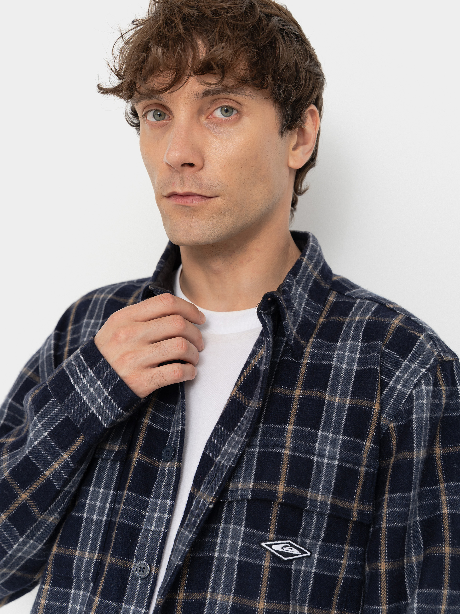Риза Quiksilver Diamond Wool (dark navy diamond check)
