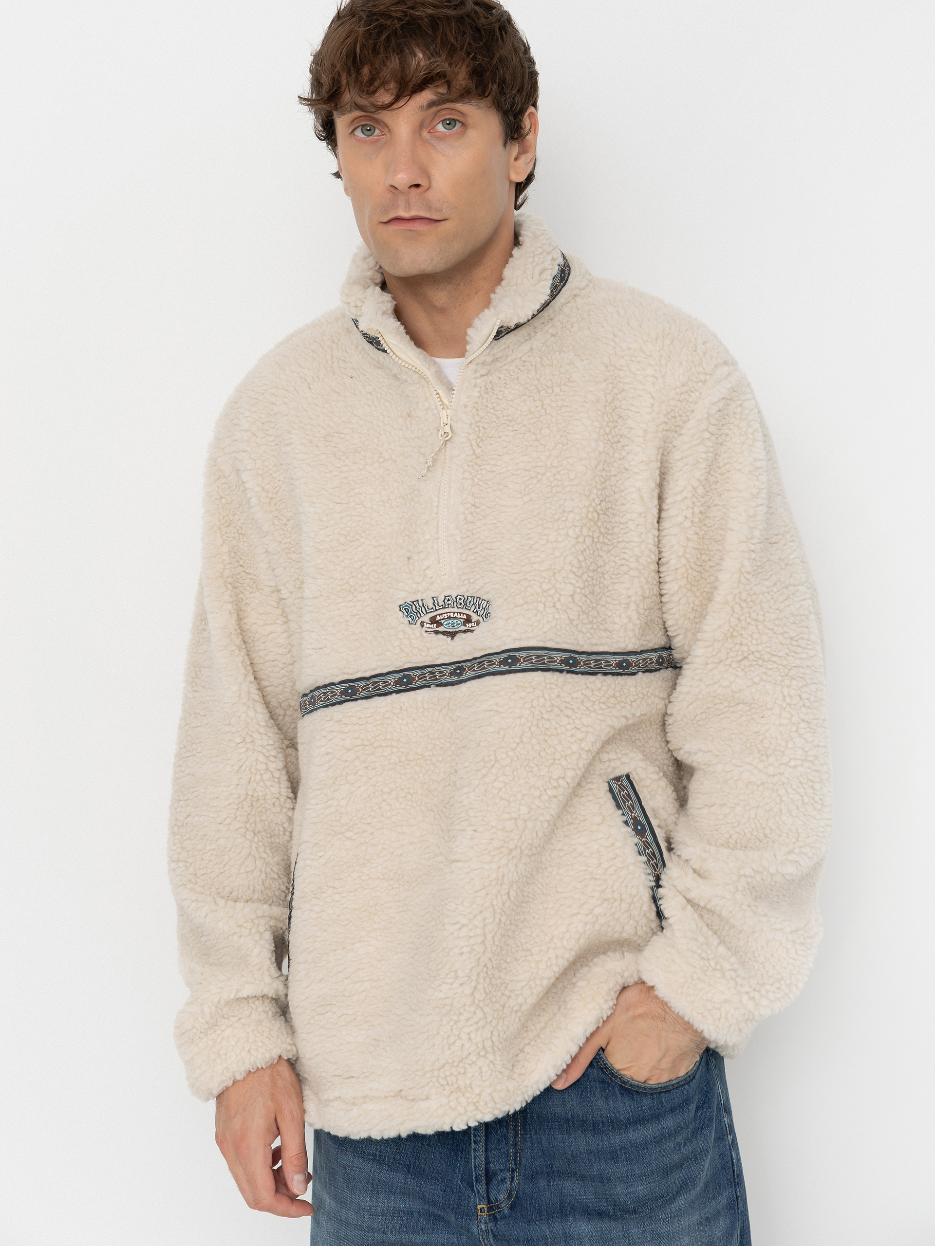Поларени суитшърт Billabong Tombstone Half Zip (oatmeal)