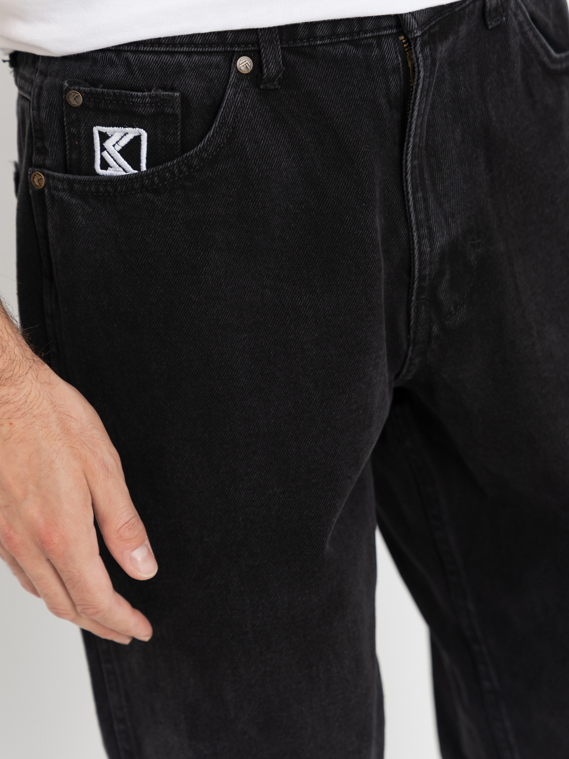 Панталони Karl Kani Small Signature Tapered Five Pocket Denim (black)