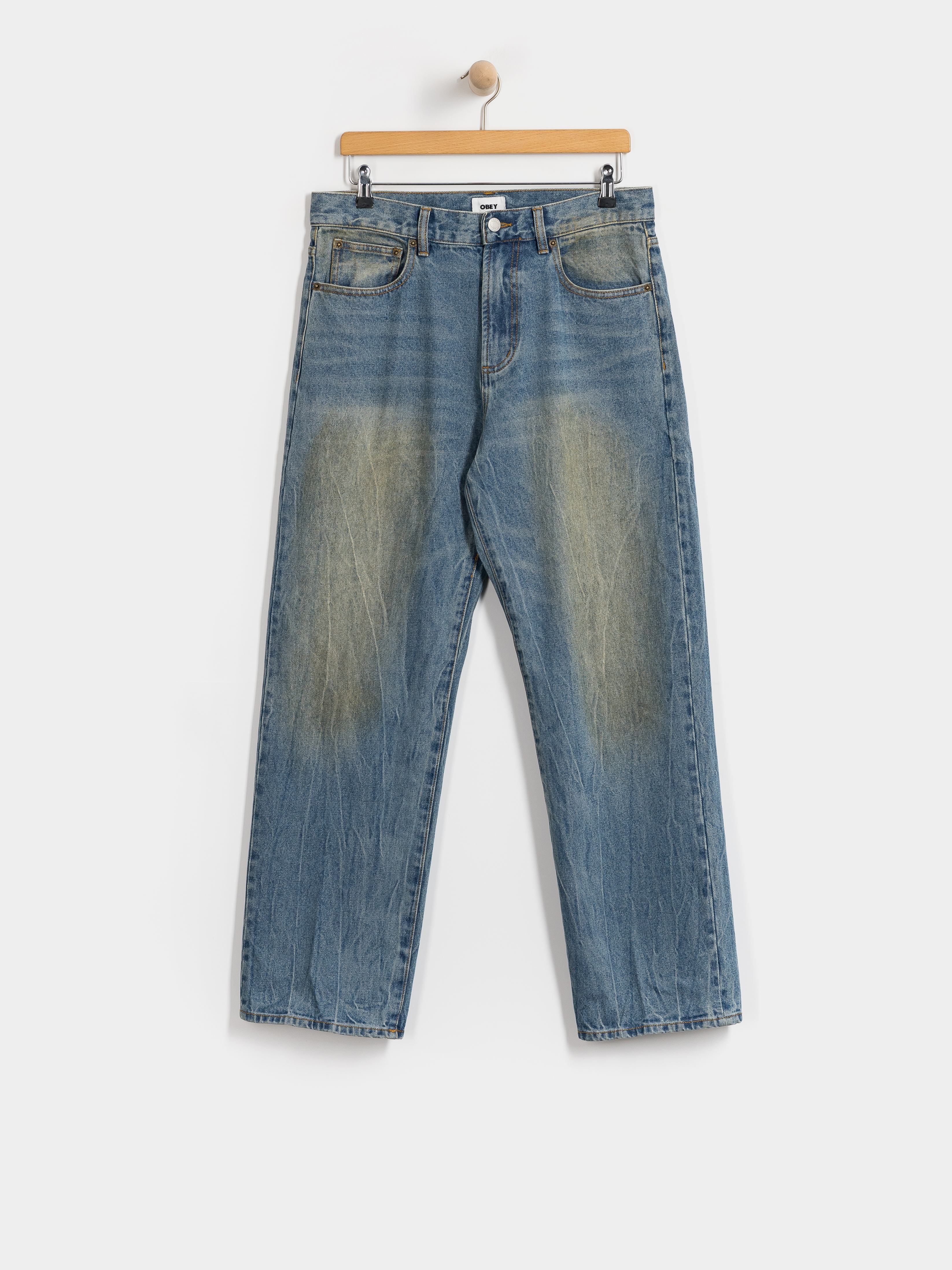 Панталони OBEY Nelson Straight Denim (garage wash indigo)