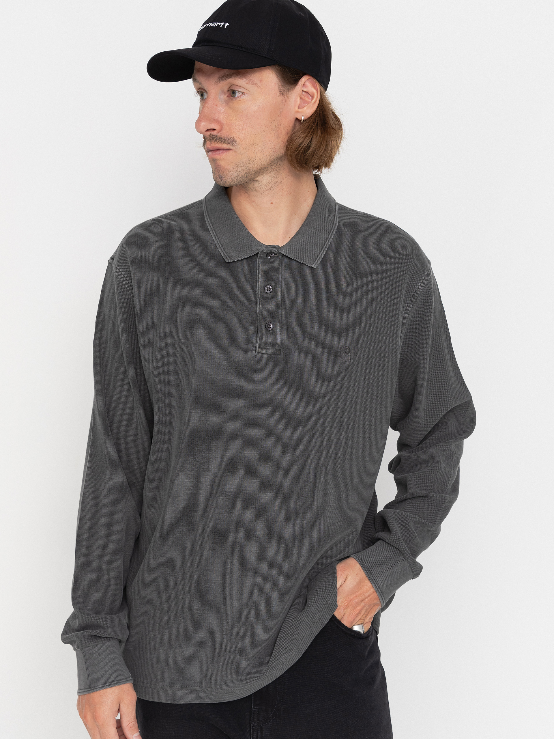 u0411u043bu0443u0437u0430 Carhartt WIP Waffle Rugby (black/garment dyed)