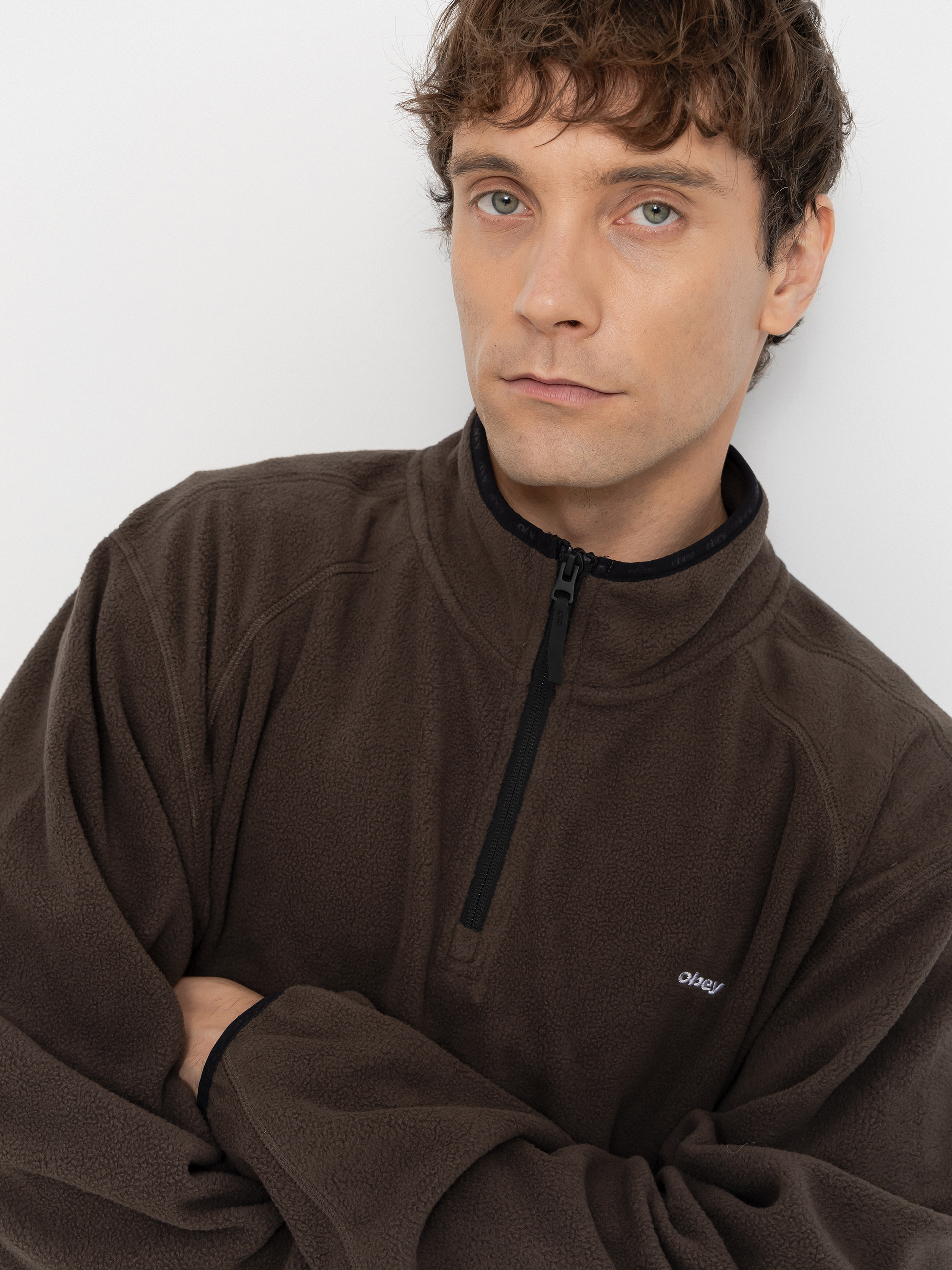 Мъжки Поларени суитшърт OBEY Vetta Pullover (andesite)