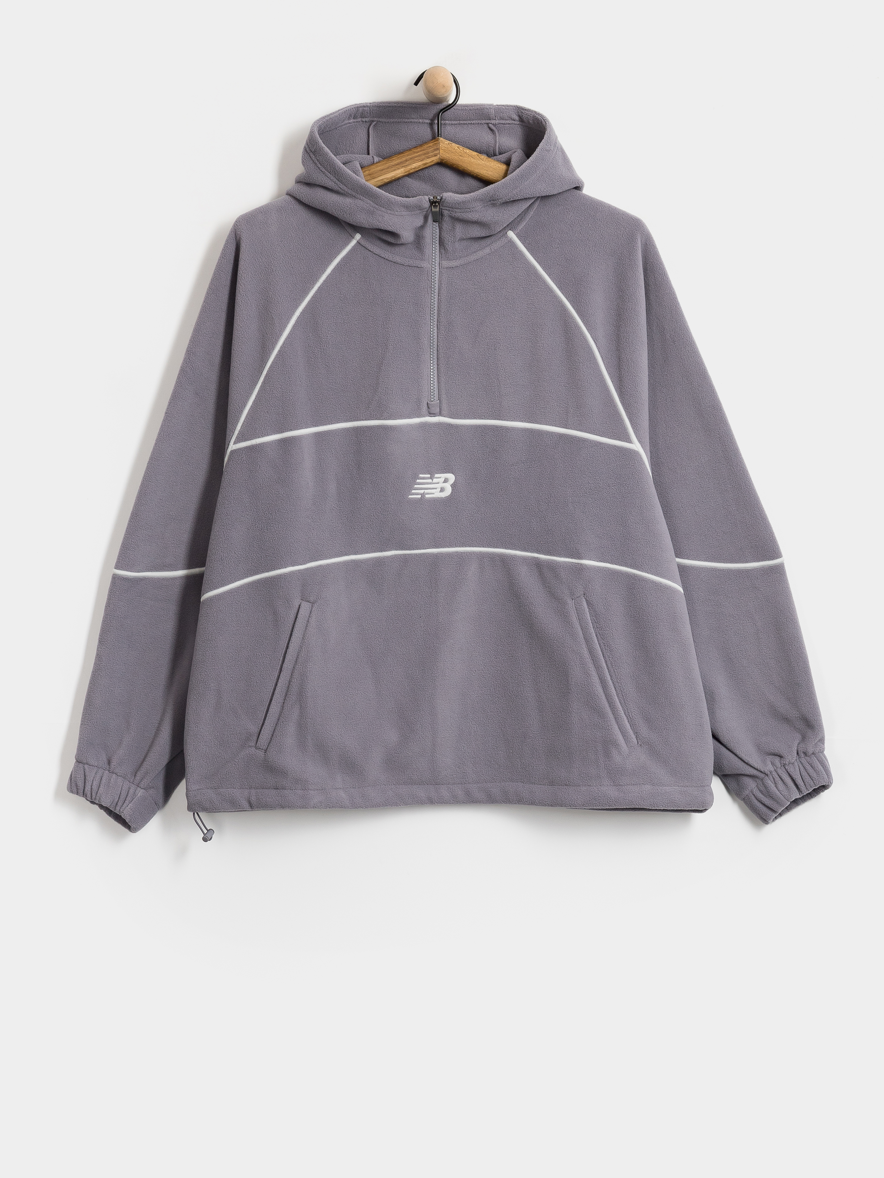 Суитшърт с качулка New Balance Trackside Polar Fleece HD (off line grey)