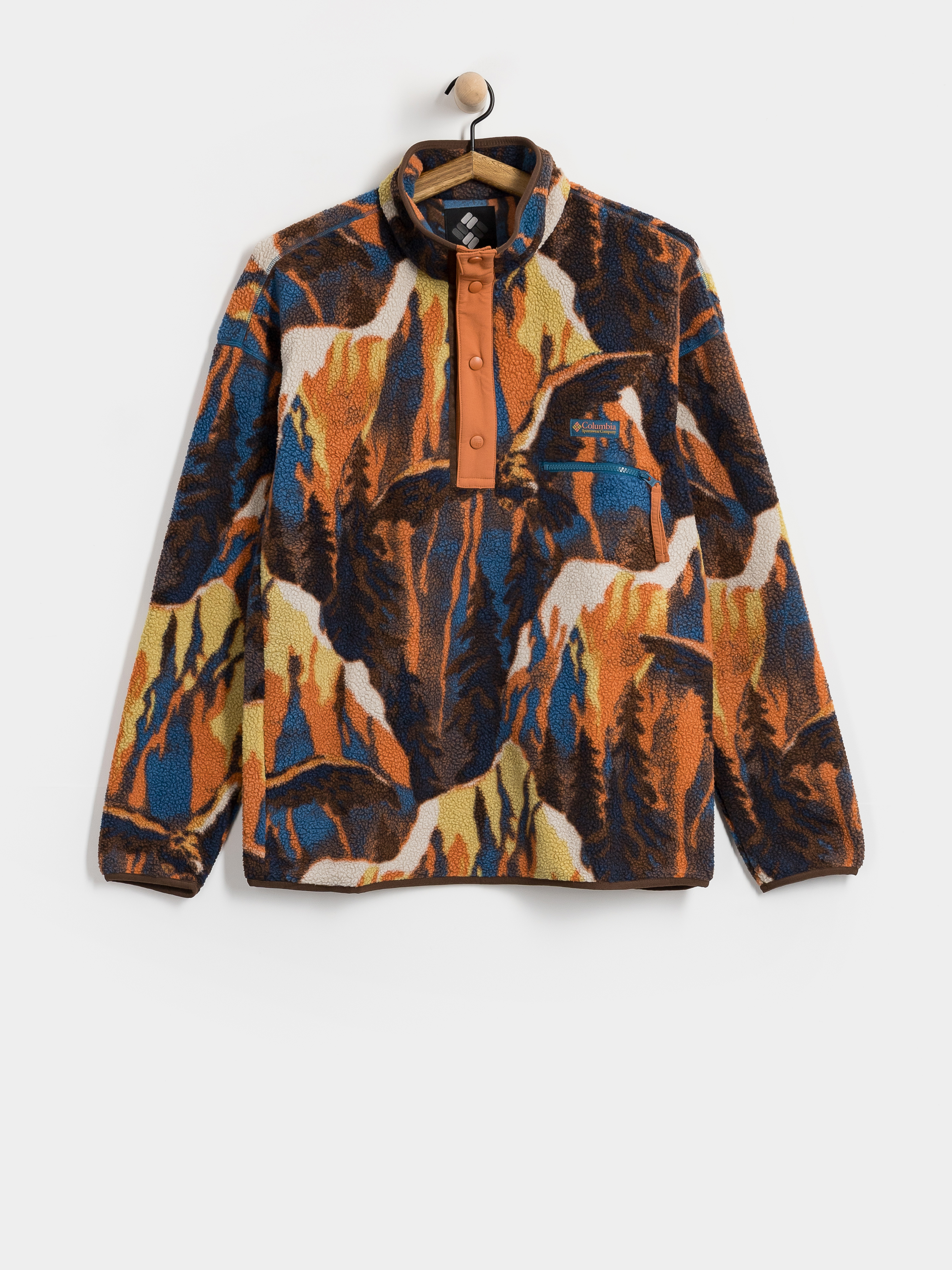 Мъжки Поларени суитшърт Columbia Helvetia II Printed Half Snap (teak brown soar)