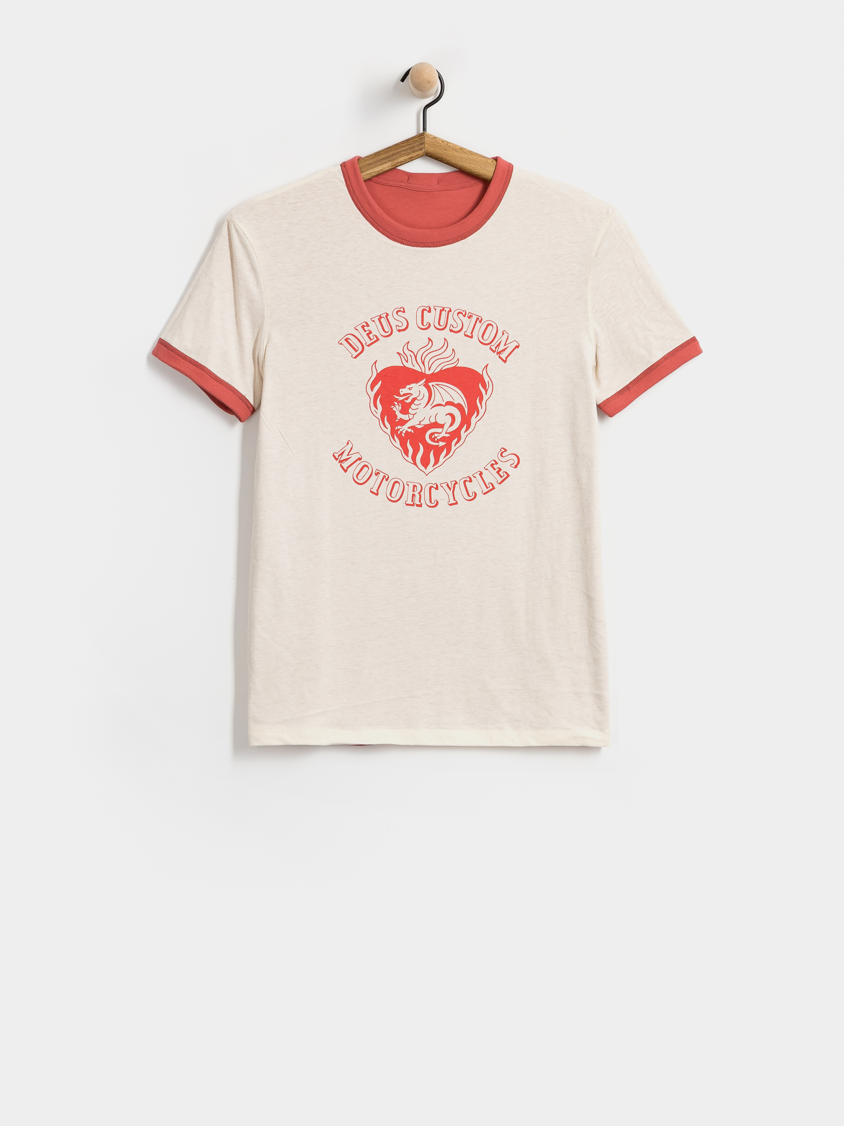 Тениска Deus Ex Machina Two Minds Ringer (dirty white/red apple)