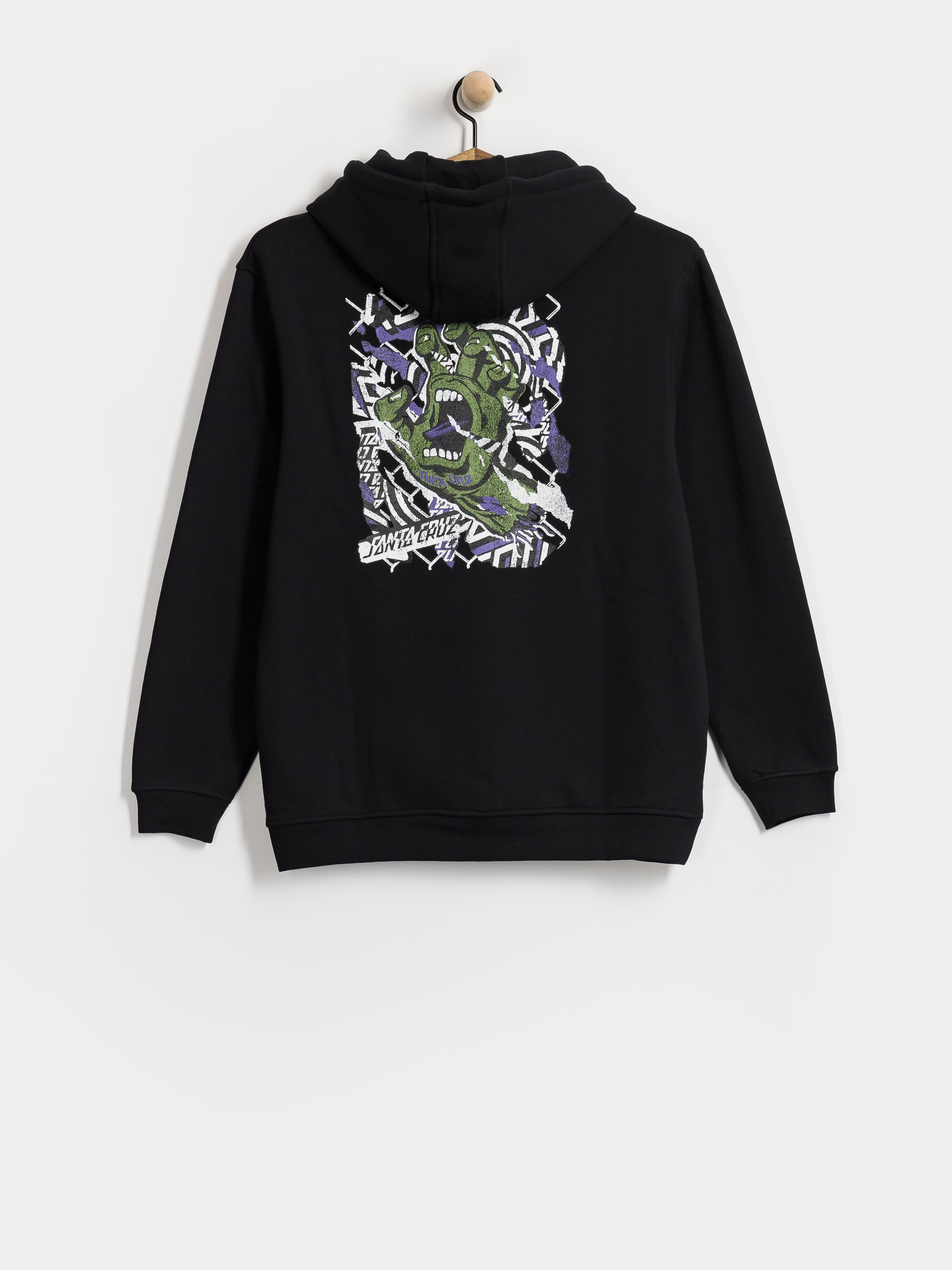 Суитшърт с качулка Santa Cruz Damaged Hand HD (black)