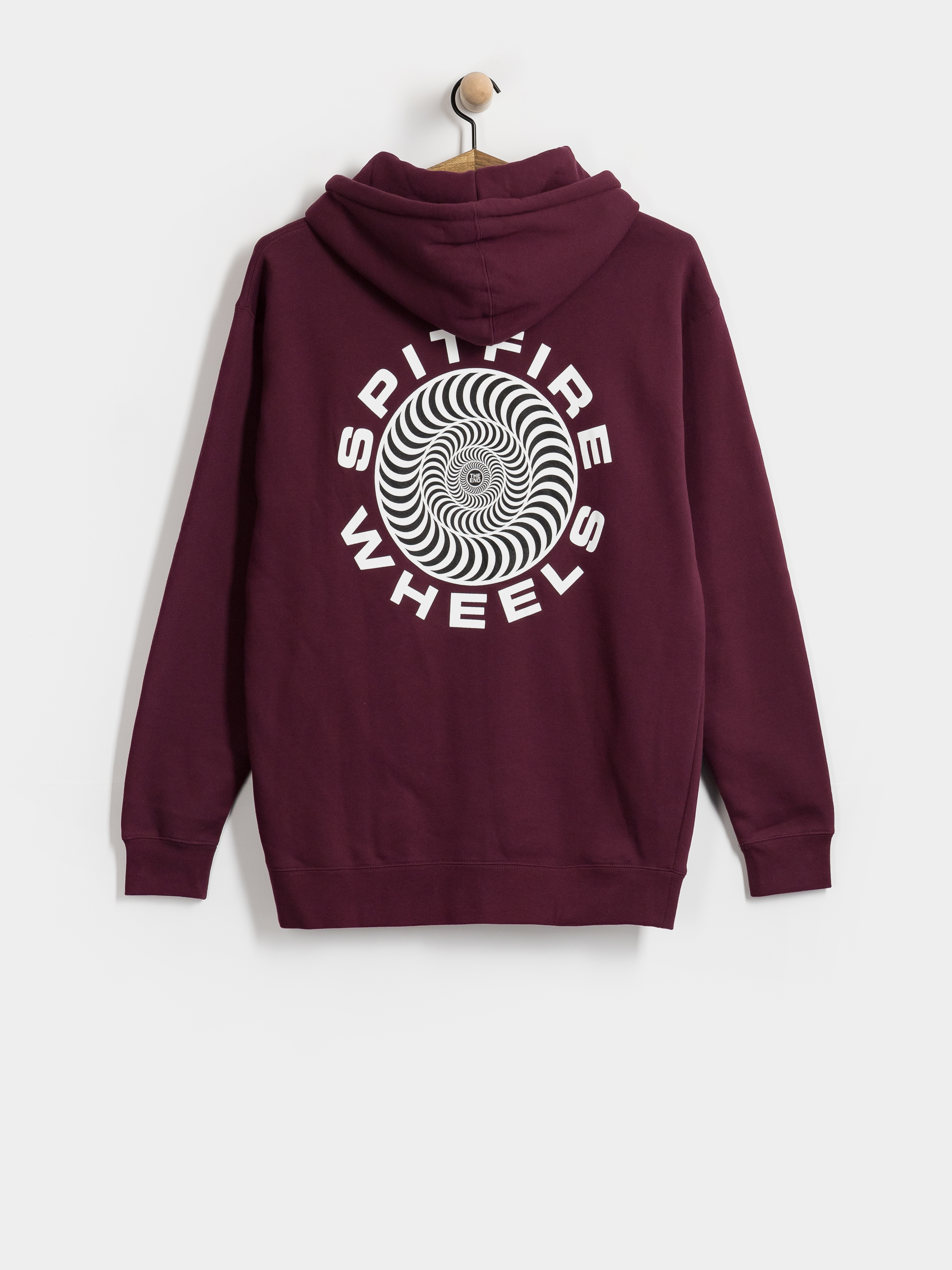 Суитшърт с качулка Spitfire Classic 87 Swirl Fill HD (maroon w/white&black prints)