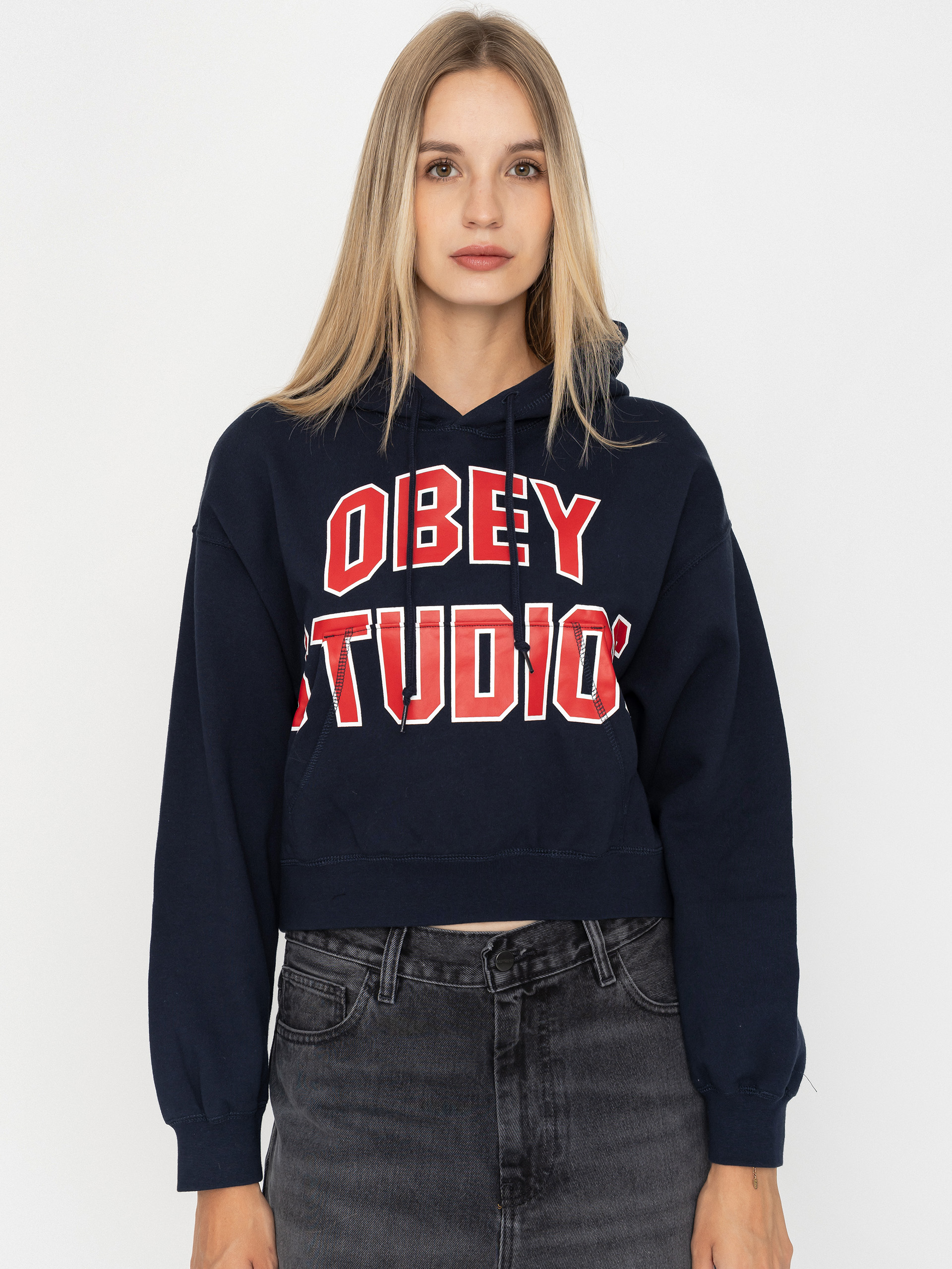 Суитшърт с качулка OBEY Studios Collegiate HD Wmn