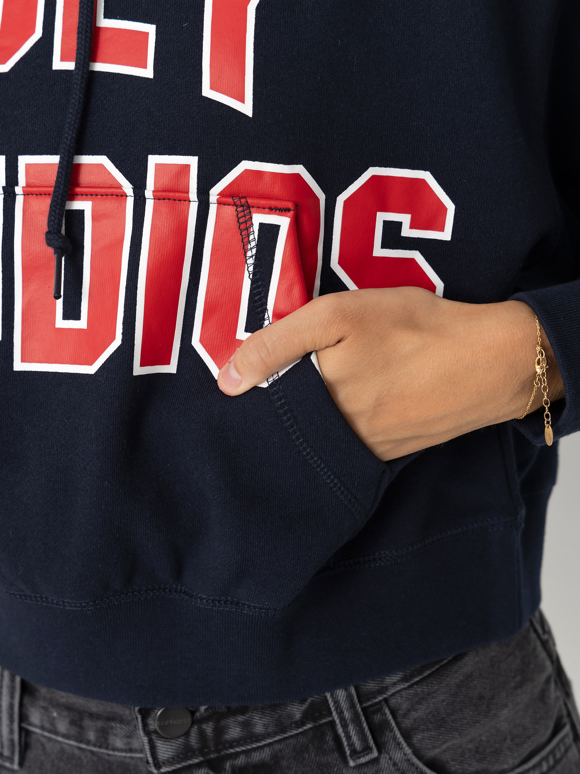 Суитшърт с качулка OBEY Studios Collegiate HD Wmn (dark navy)
