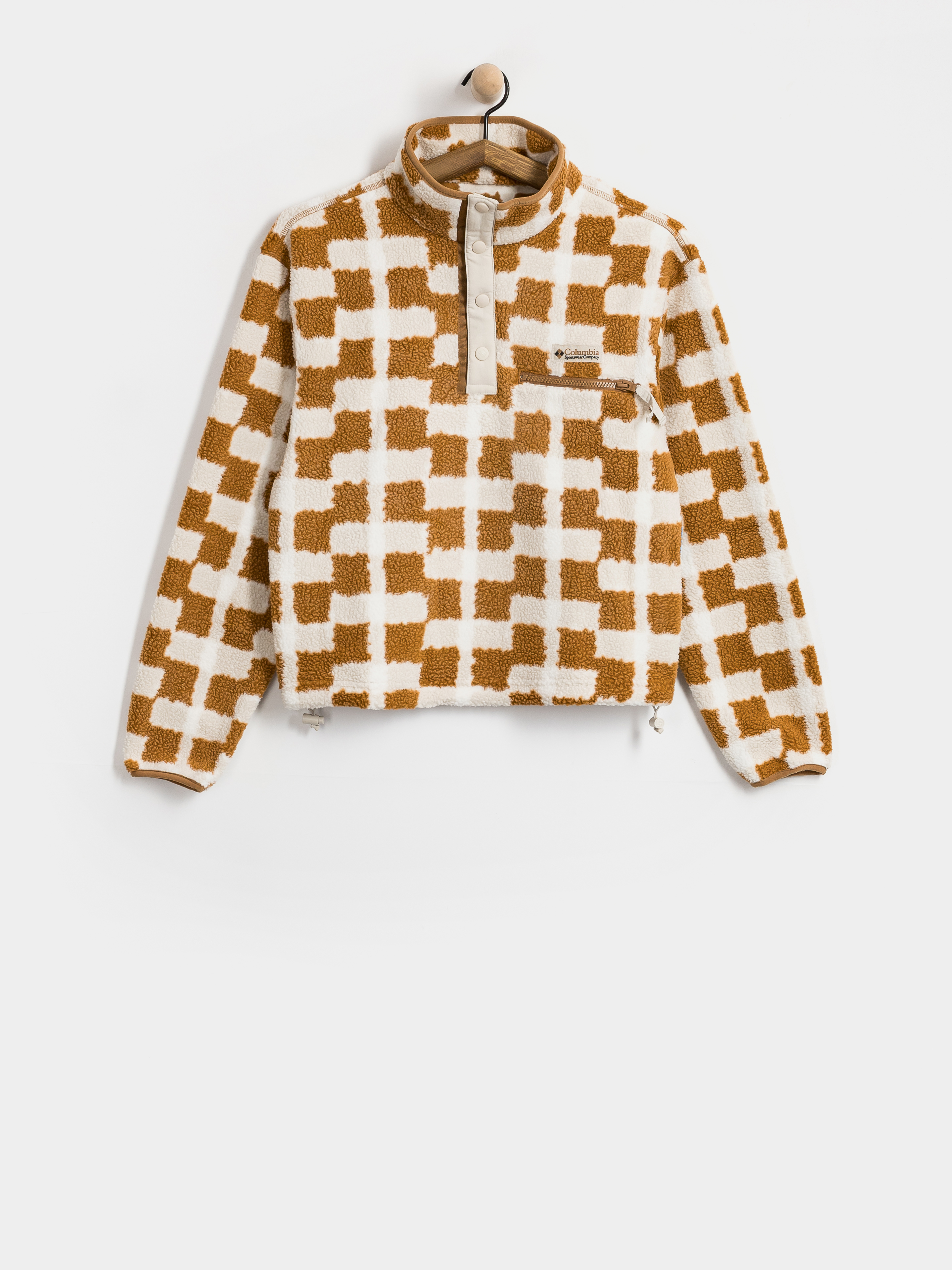 Дамски Поларени суитшърт Columbia Helvetia II Printed Cropped Half Snap (camel brown/geostack)