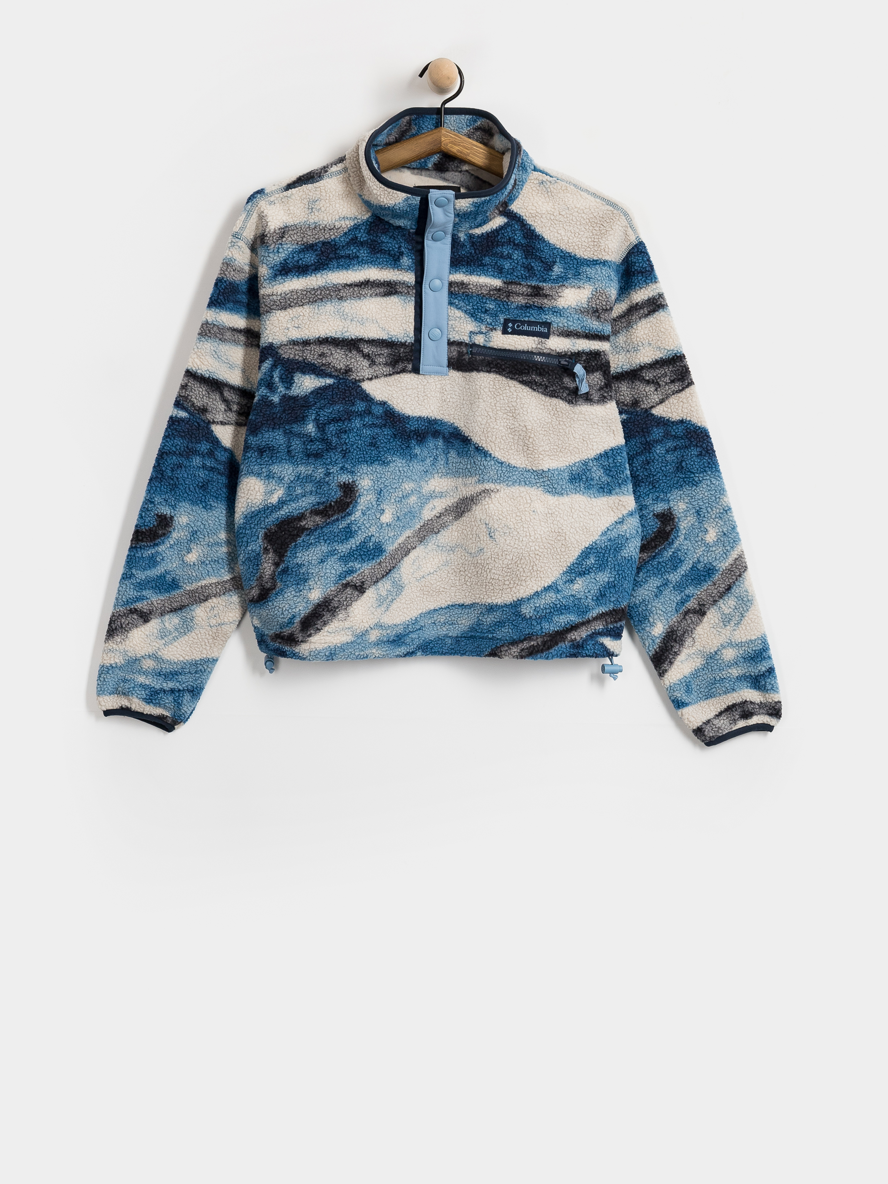 Поларени суитшърт Columbia Helvetia II Printed Cropped Half Snap Wmn (phoenix blue/summits)