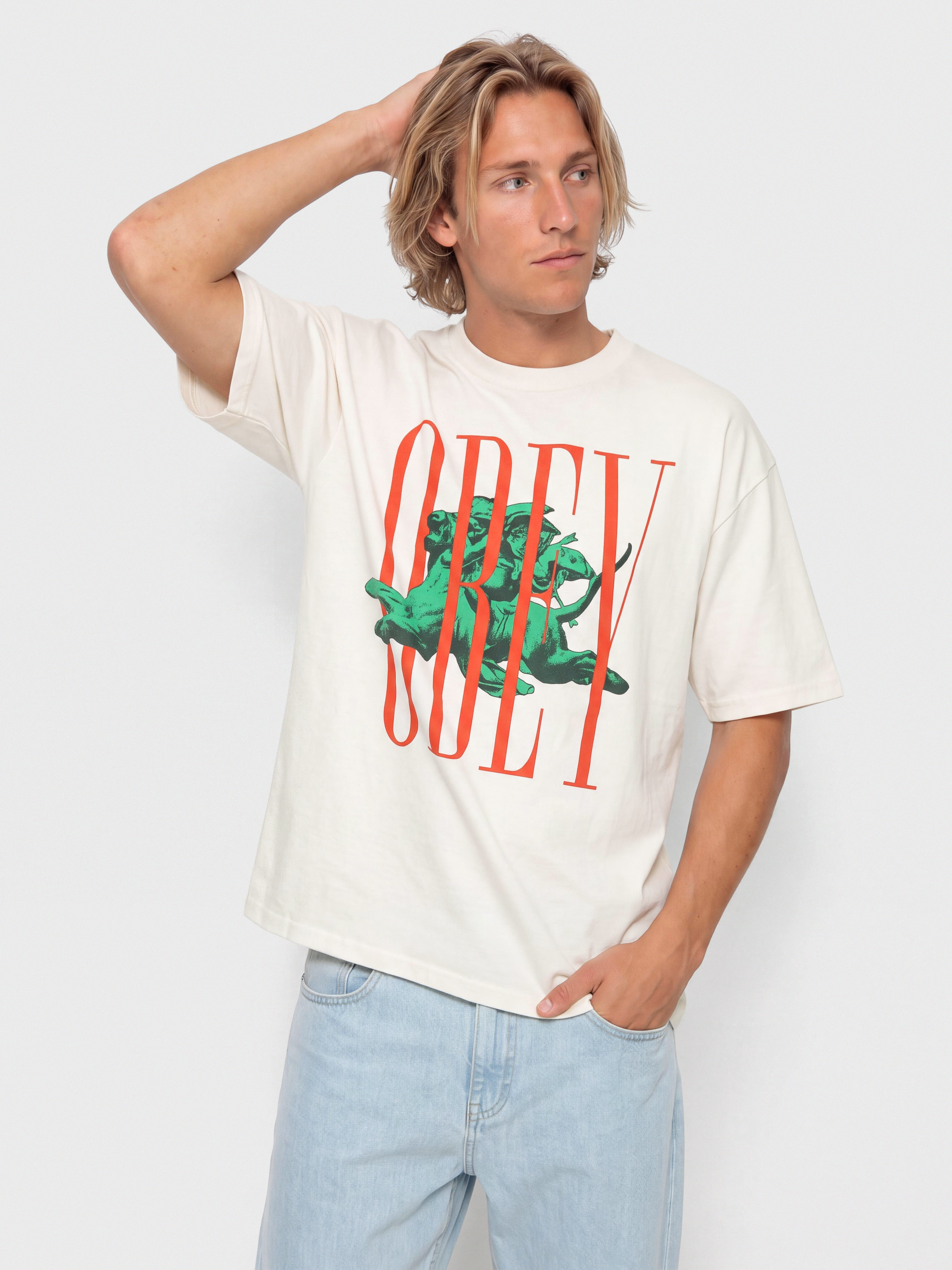 Тениска OBEY Pillars (vintage white)