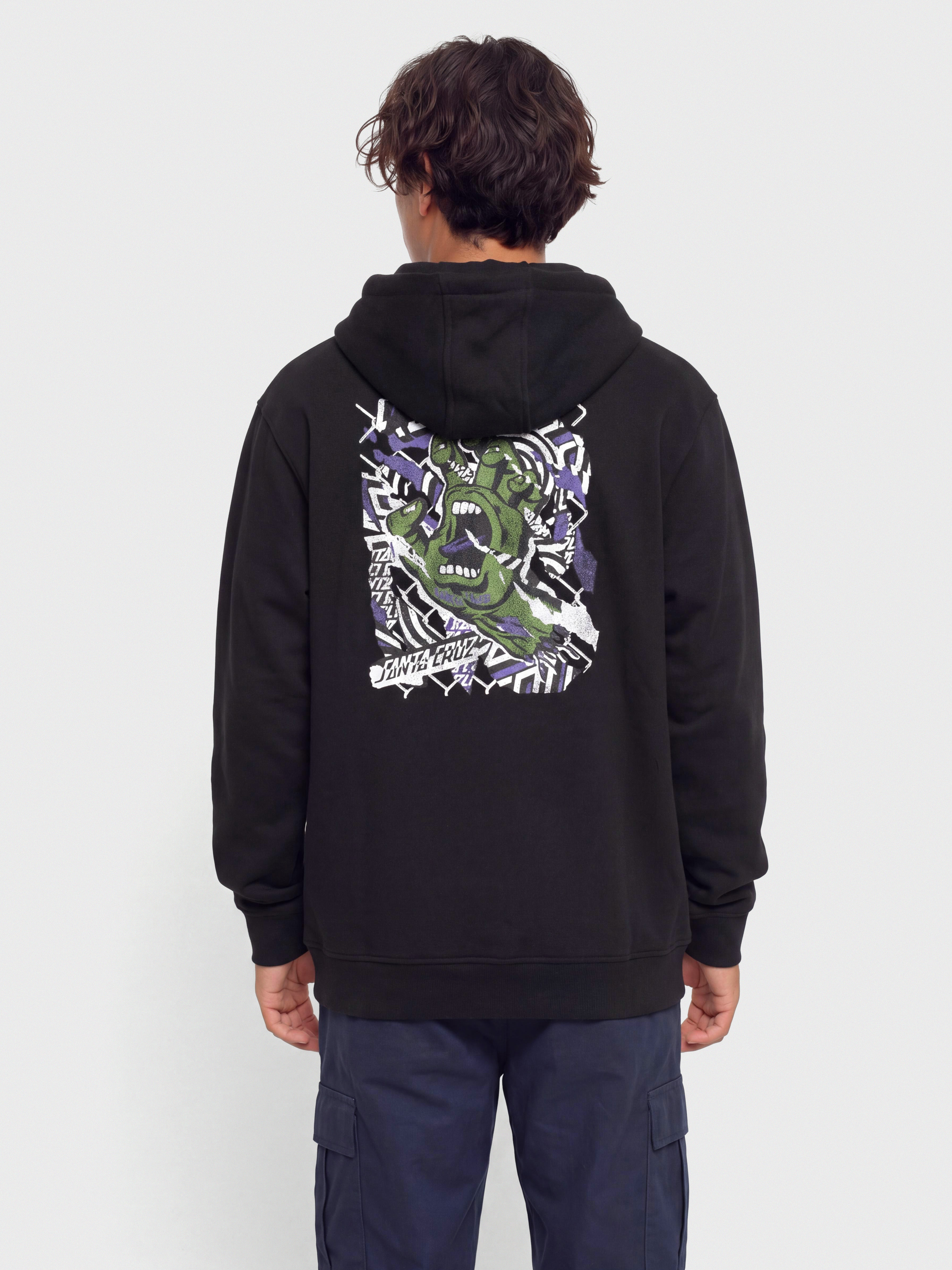 Суитшърт с качулка Santa Cruz Damaged Hand HD (black)