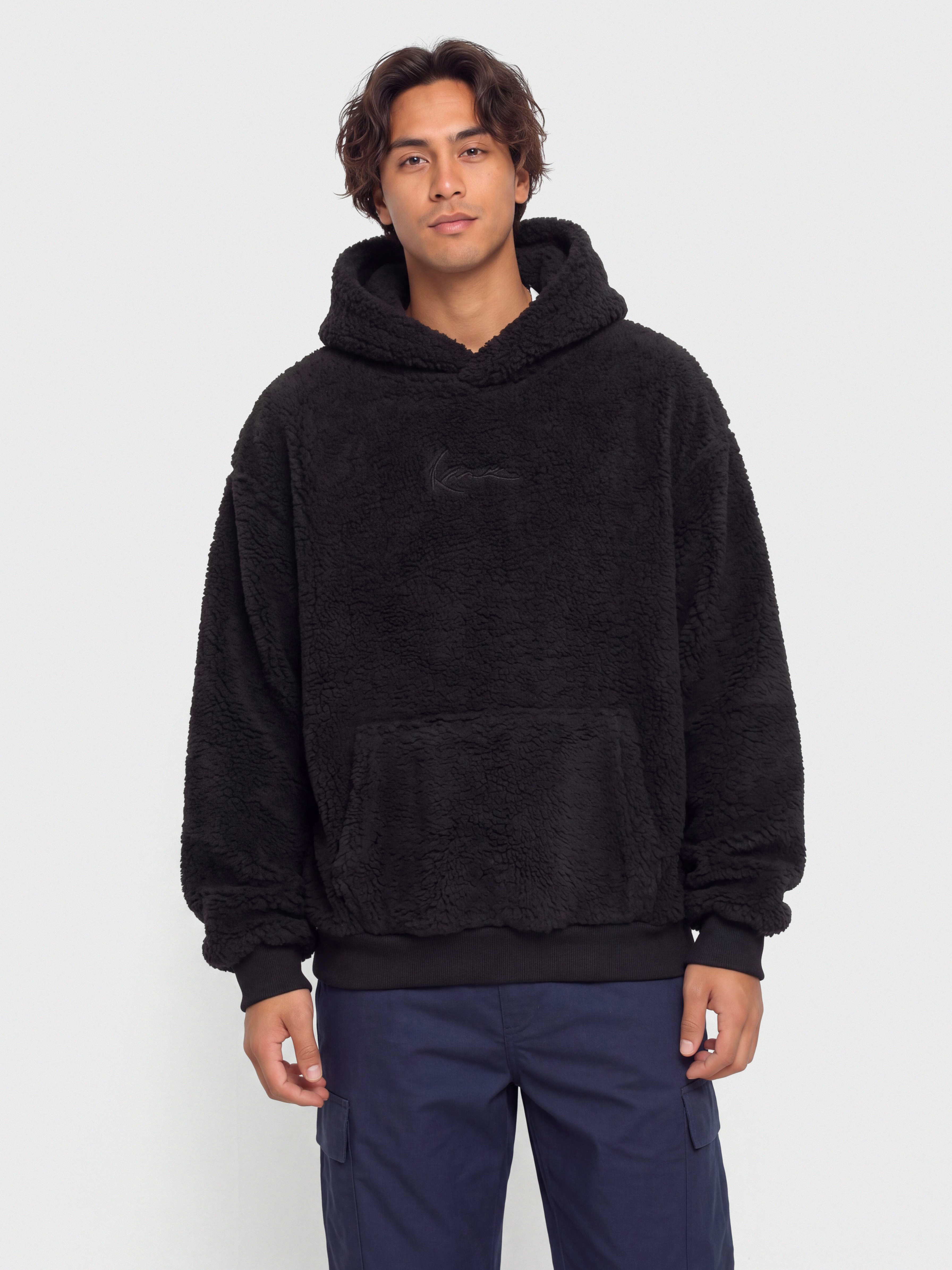 Суитшърт с качулка Karl Kani Signature Essential Teddy OS HD (black)