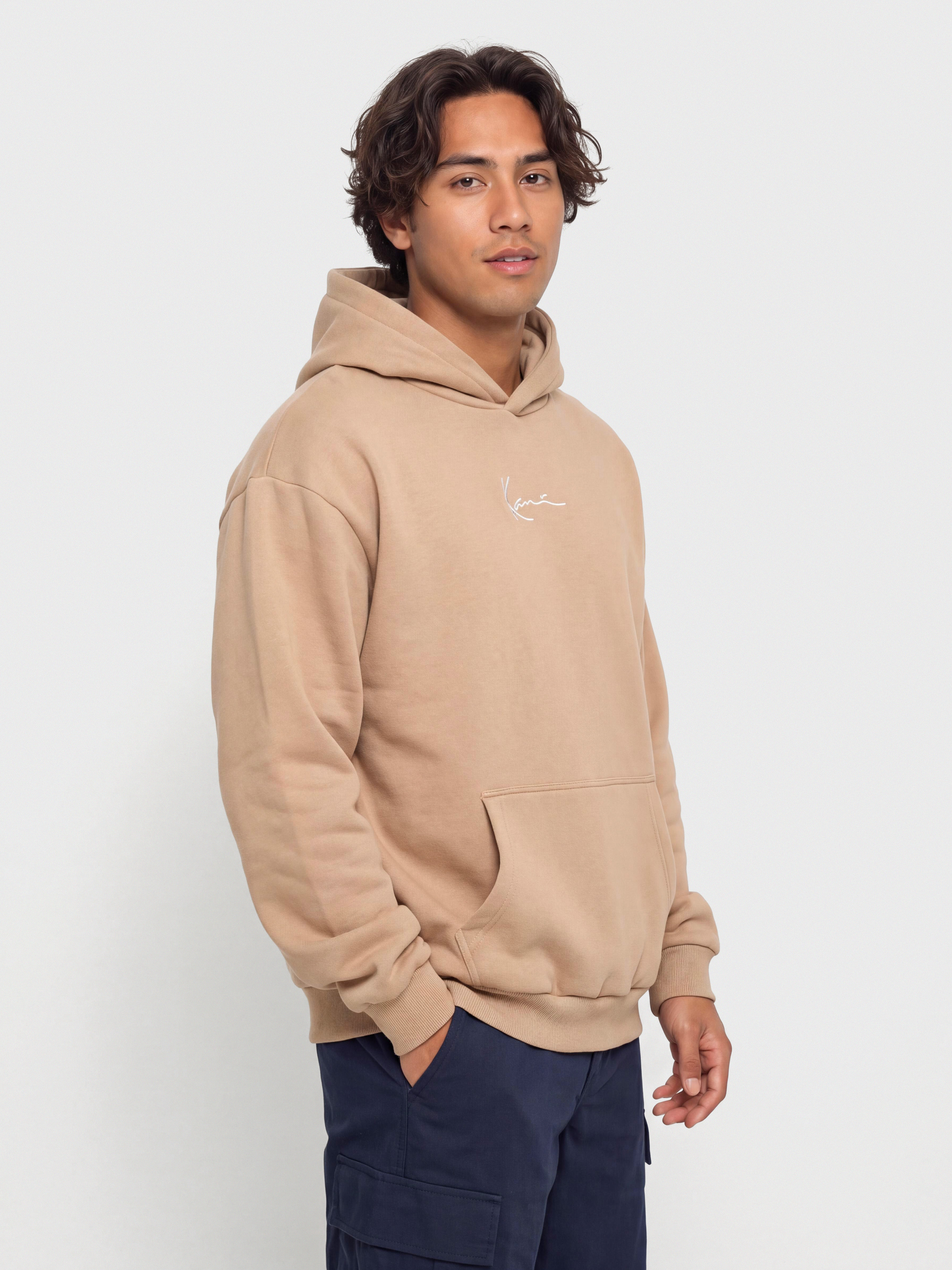 Суитшърт с качулка Karl Kani Small Signature Essential OS HD (taupe)