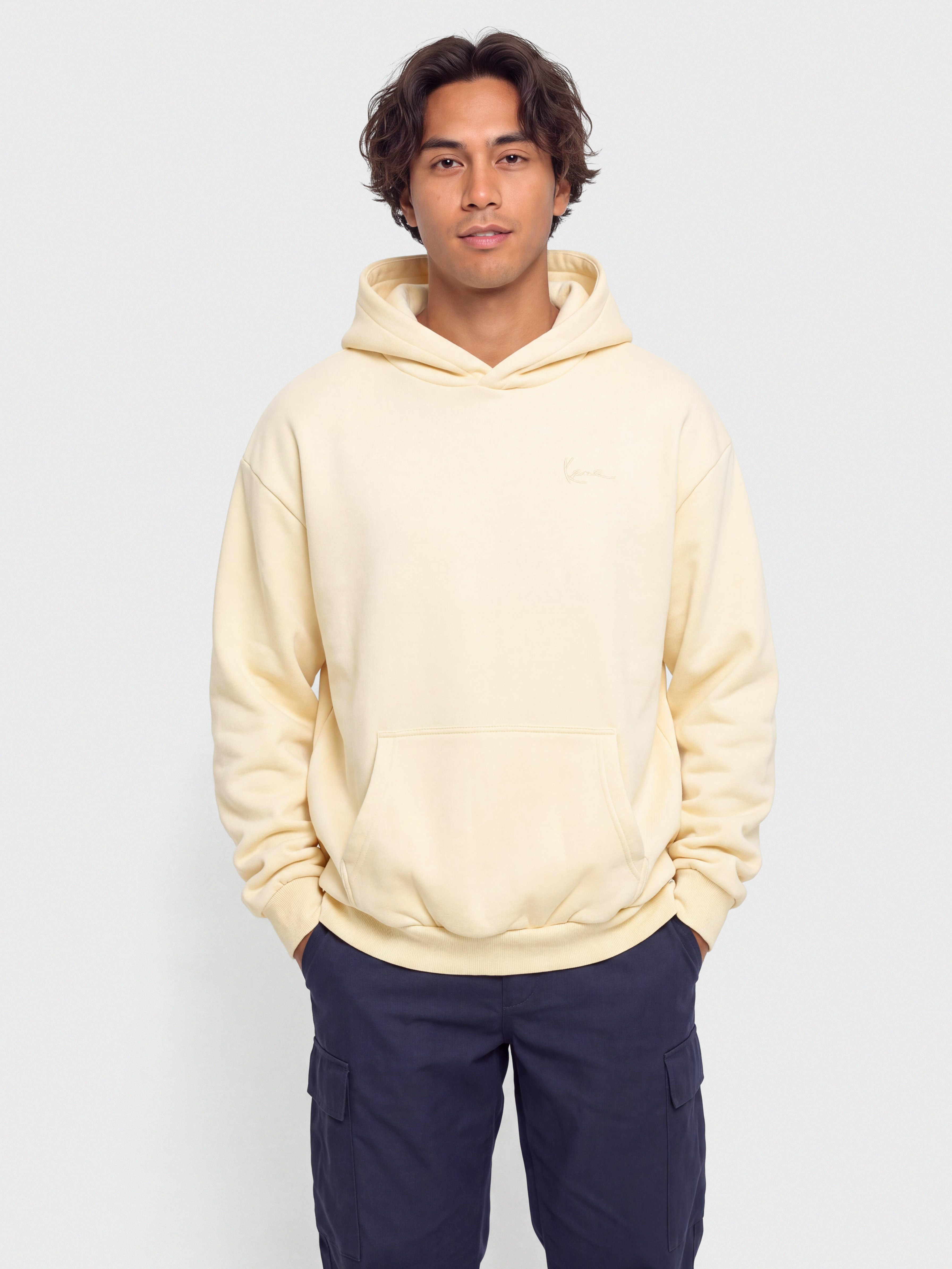 Суитшърт с качулка Karl Kani Signature Hoop Oversized HD (off white)